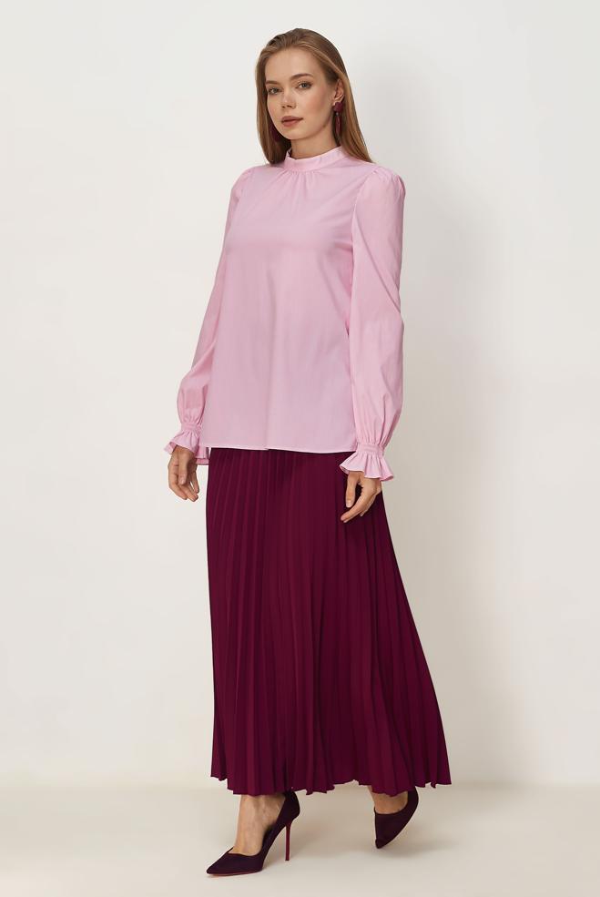 Vêtements hijab ROSE CHEMISIER À COL MONTANT 46657 - ALVİNA