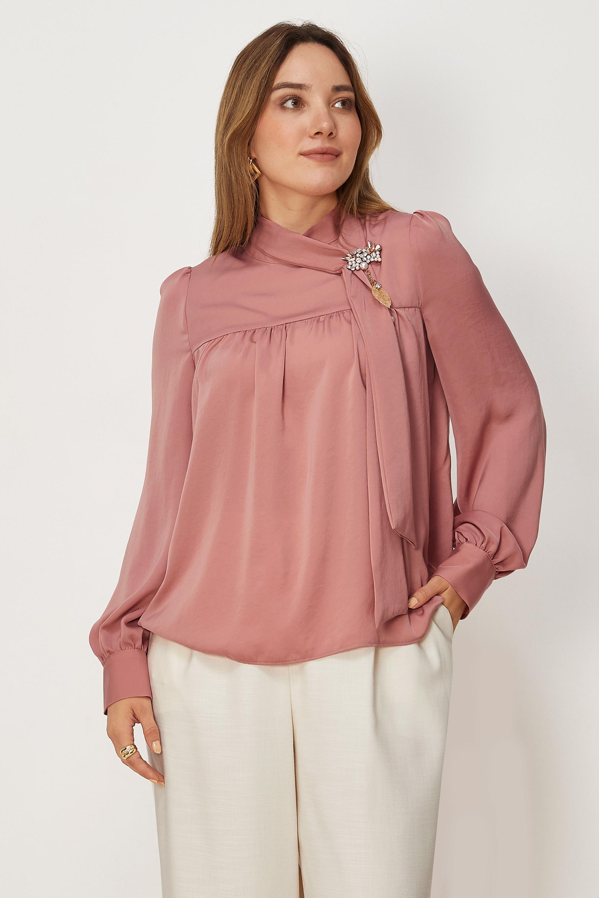 Vêtements hijab POUDRE CHEMISIER EN SATIN À COL MONTANT 46662