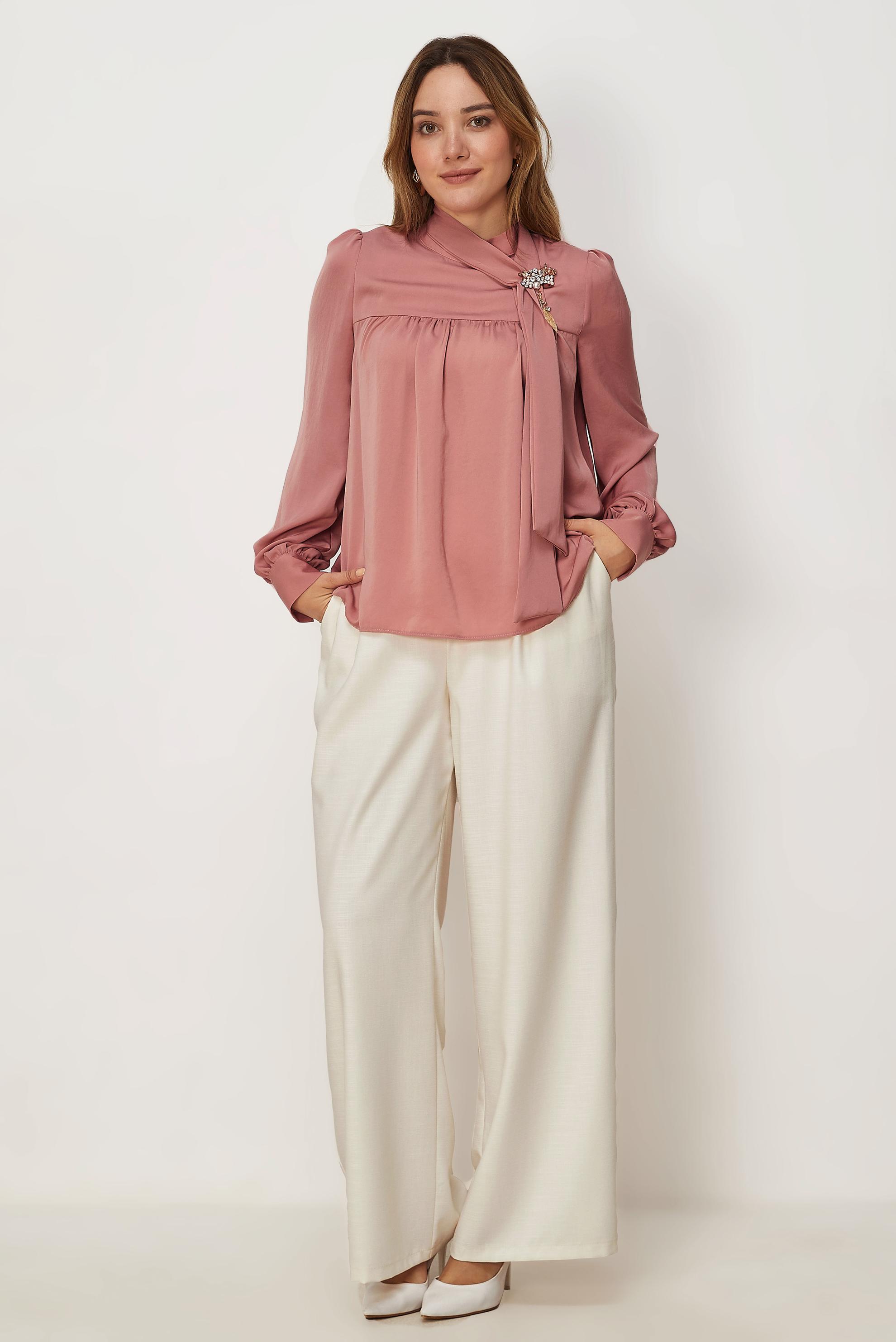 Vêtements hijab POUDRE CHEMISIER EN SATIN À COL MONTANT 46662