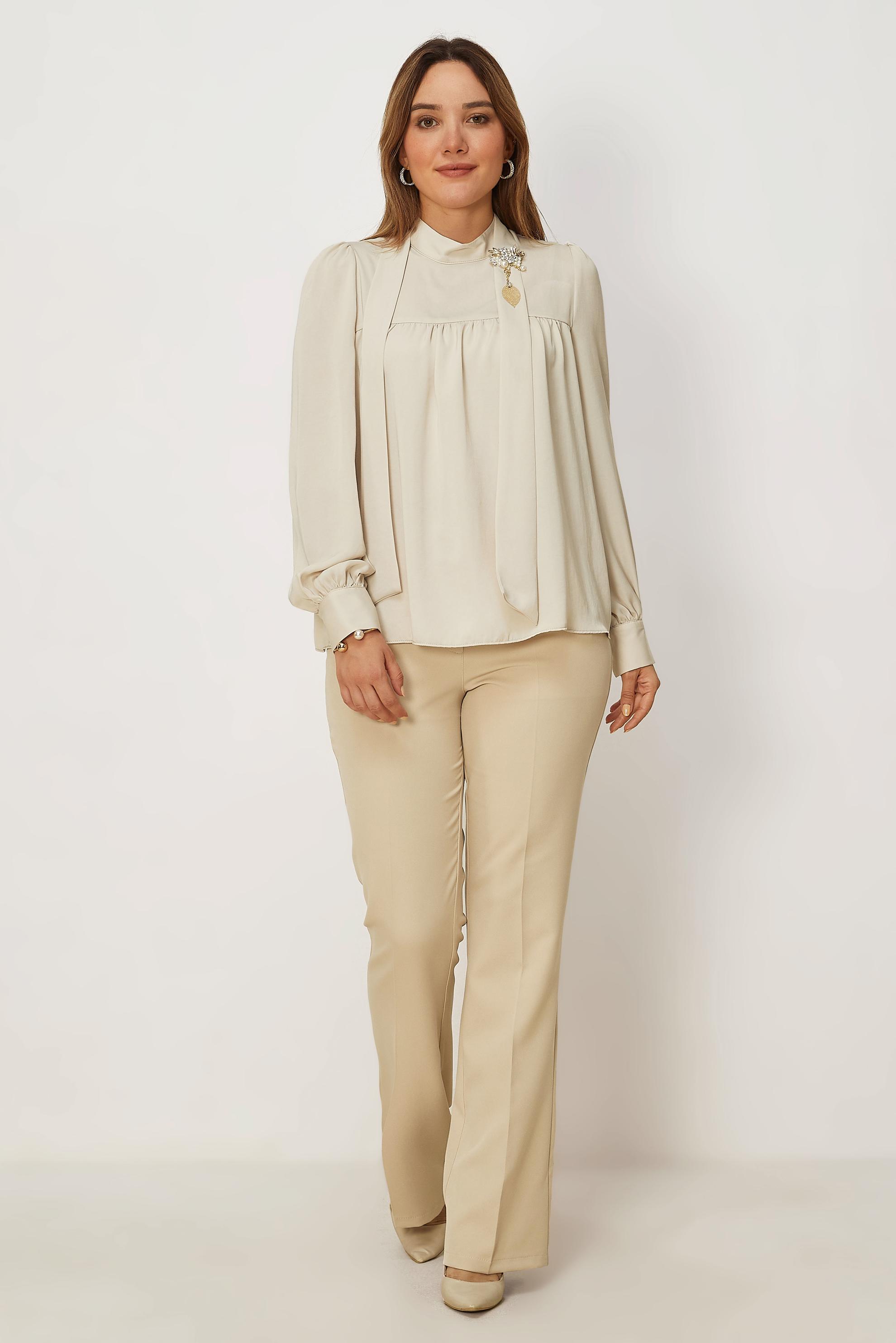 Vêtements hijab BEIGE CHEMISIER EN SATIN À COL MONTANT 46662