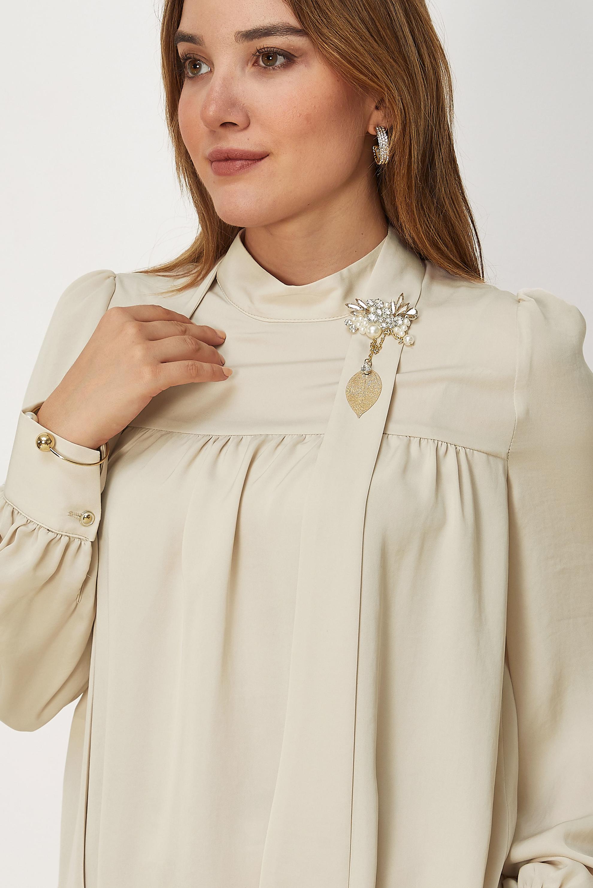 Vêtements hijab BEIGE CHEMISIER EN SATIN À COL MONTANT 46662