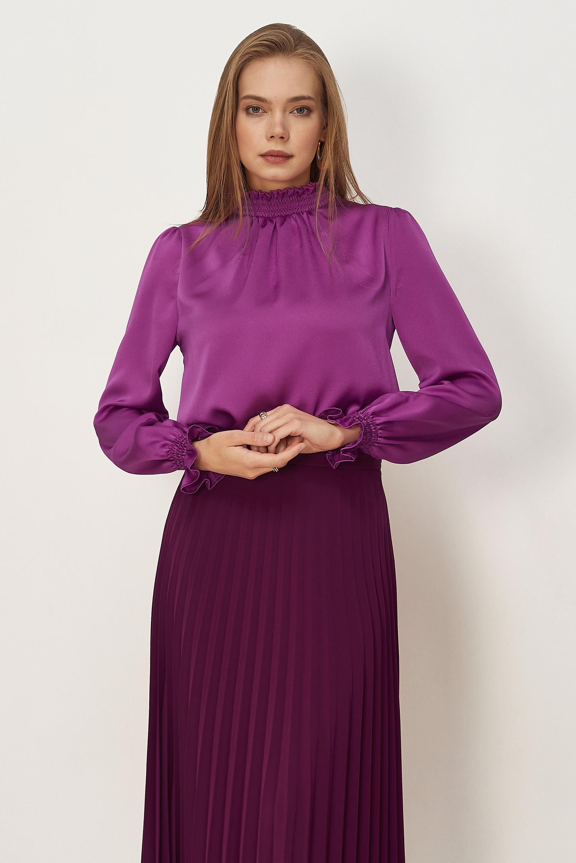 Vêtements hijab BEIGE CHEMISIER EN SATIN À COL MONTANT 46687