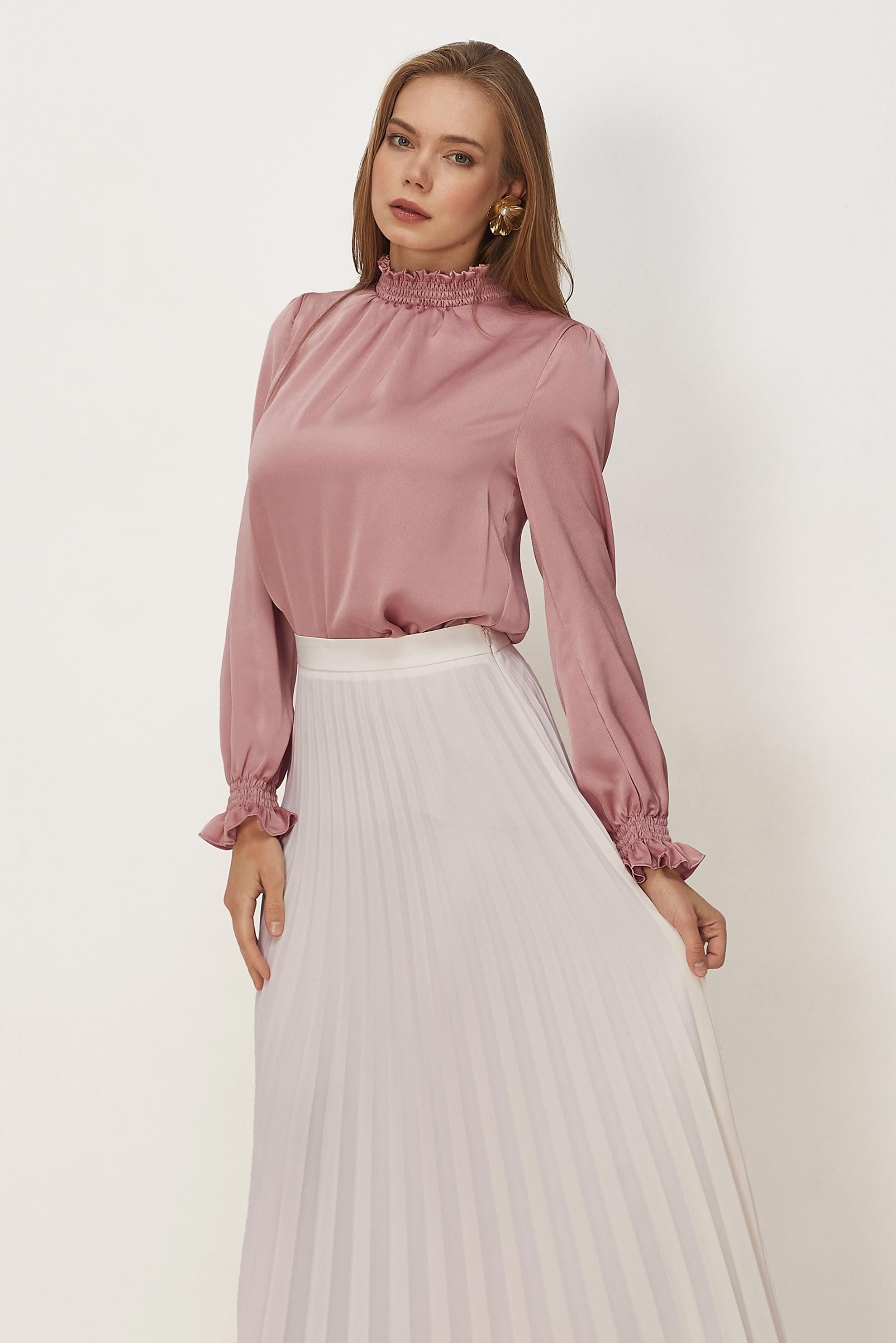 Vêtements hijab POUDRE CHEMISIER EN SATIN À COL MONTANT 46687