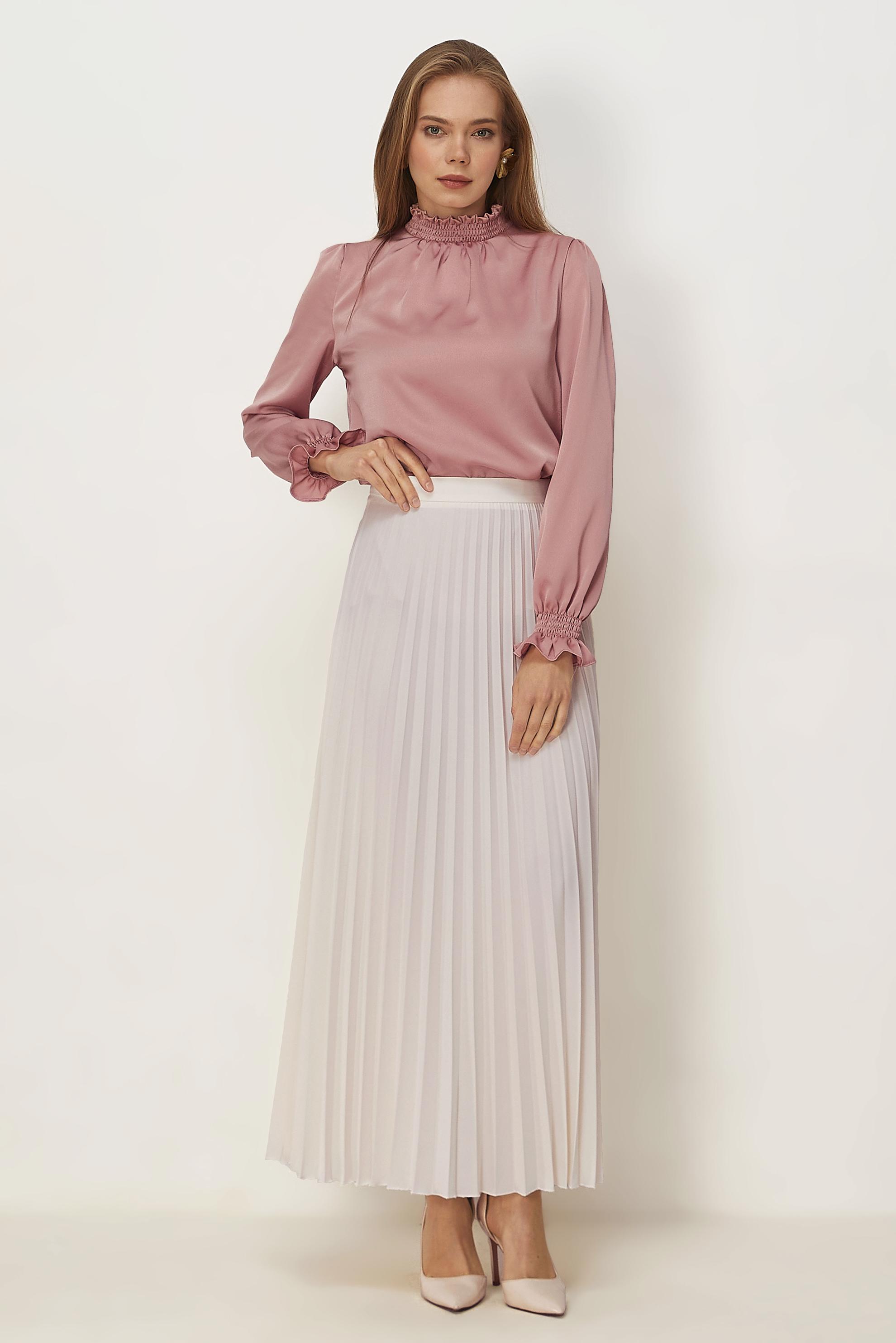 Vêtements hijab POUDRE CHEMISIER EN SATIN À COL MONTANT 46687