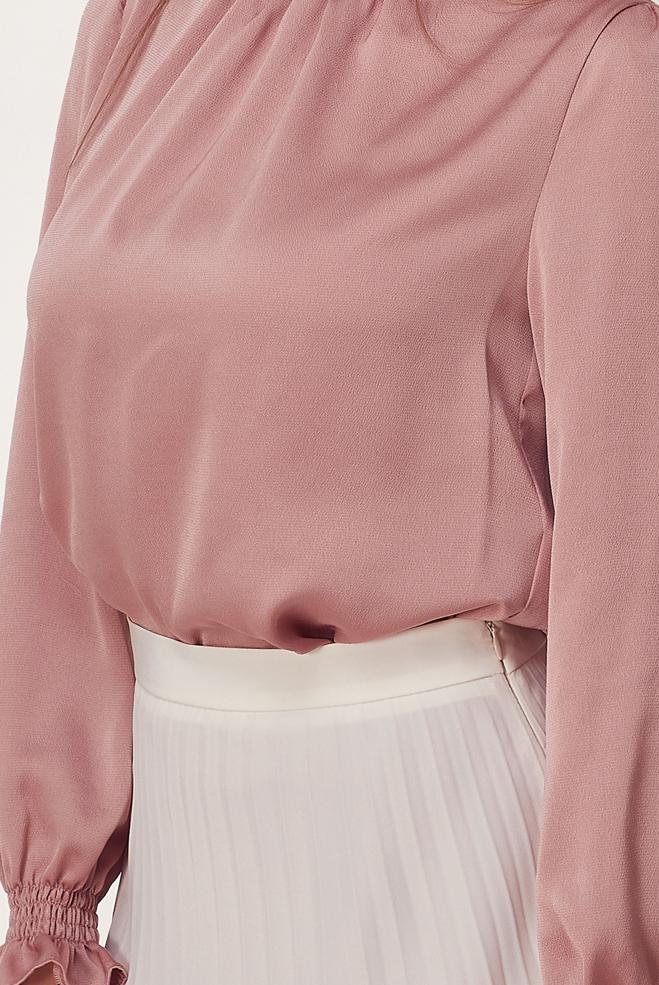 Vêtements hijab POUDRE CHEMISIER EN SATIN À COL MONTANT 46687 - ALVİNA