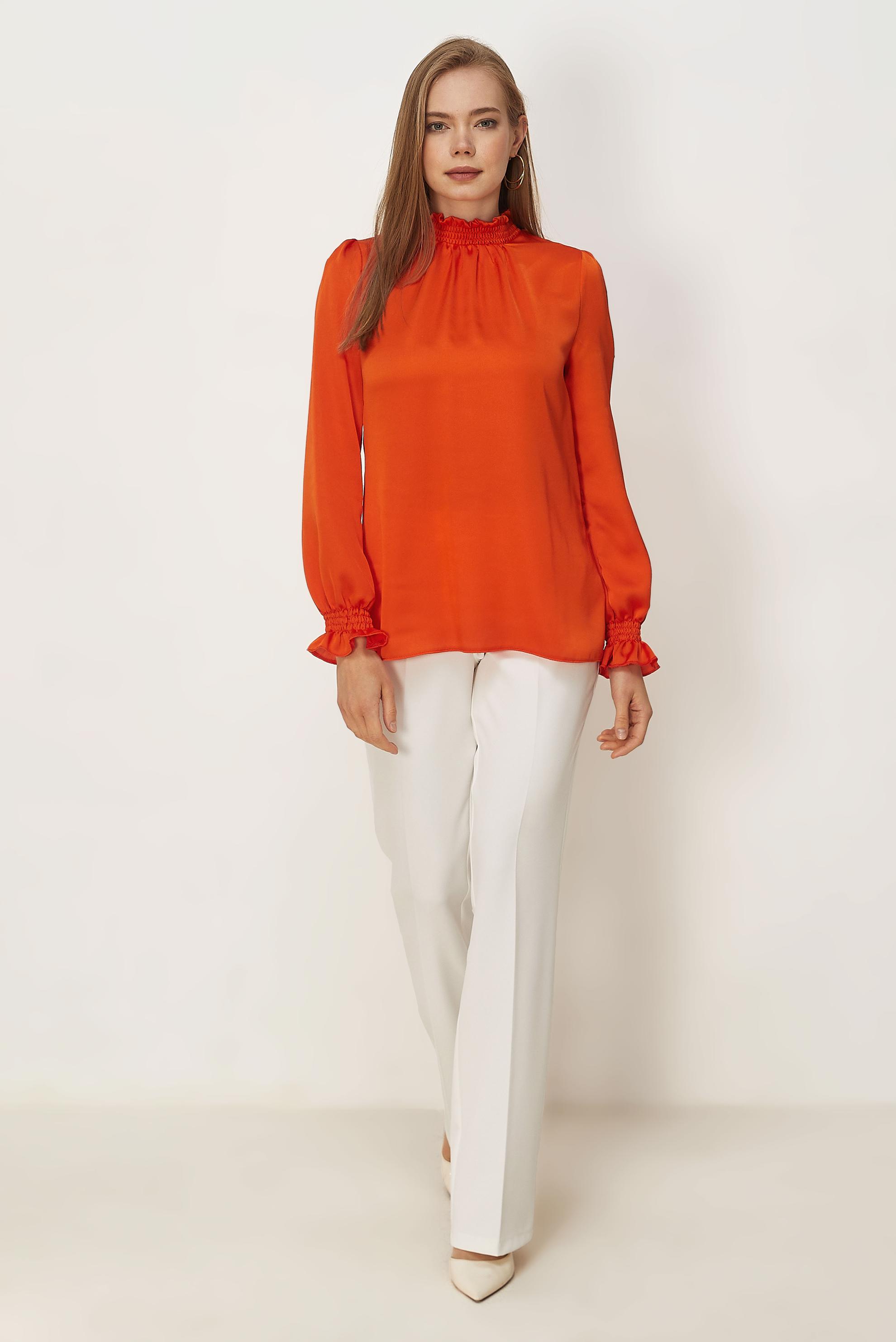 Vêtements hijab ORANGE CHEMISIER EN SATIN À COL MONTANT 46687