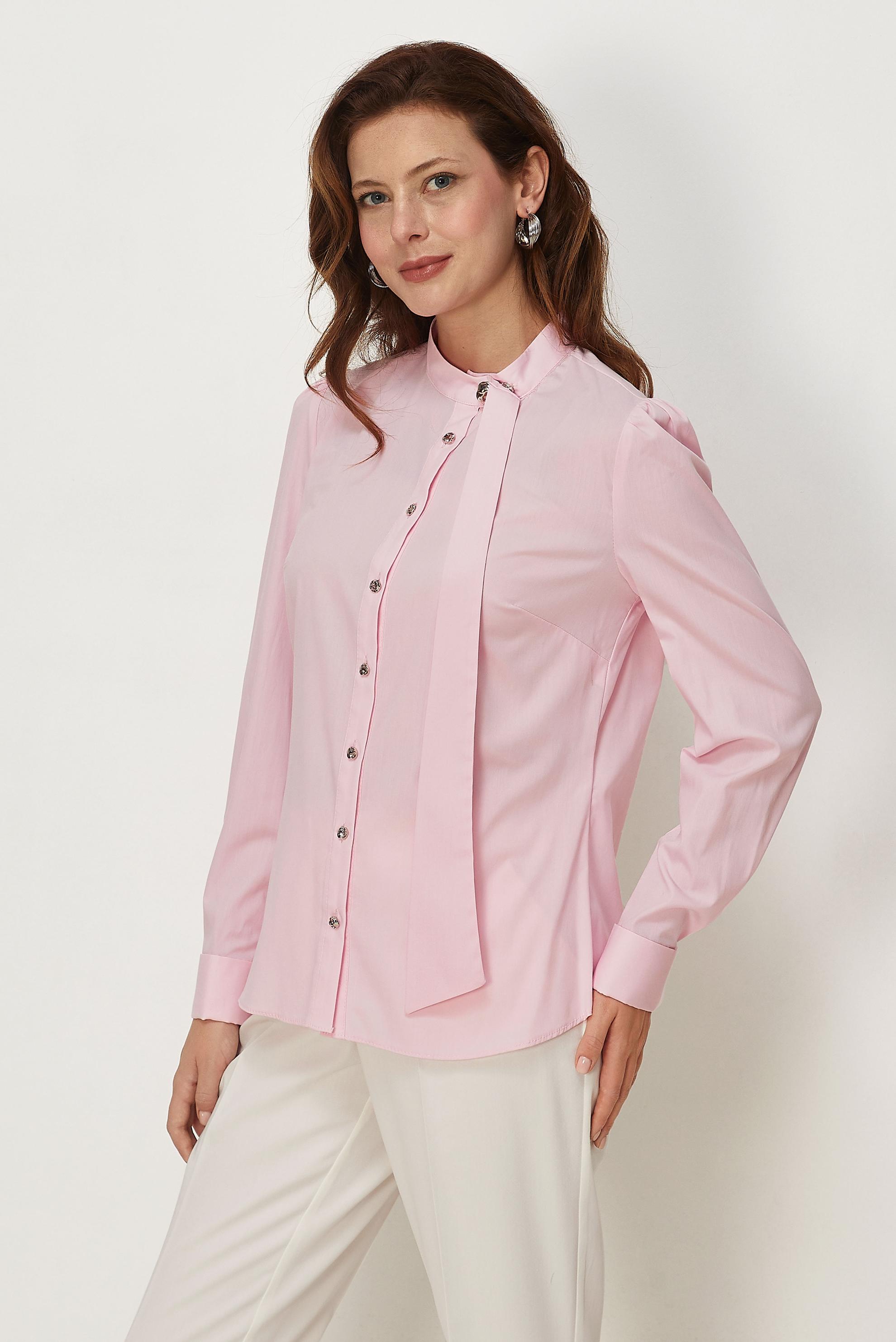 Tesettür giyim PEMBE DİK YAKA BLUZ 46751