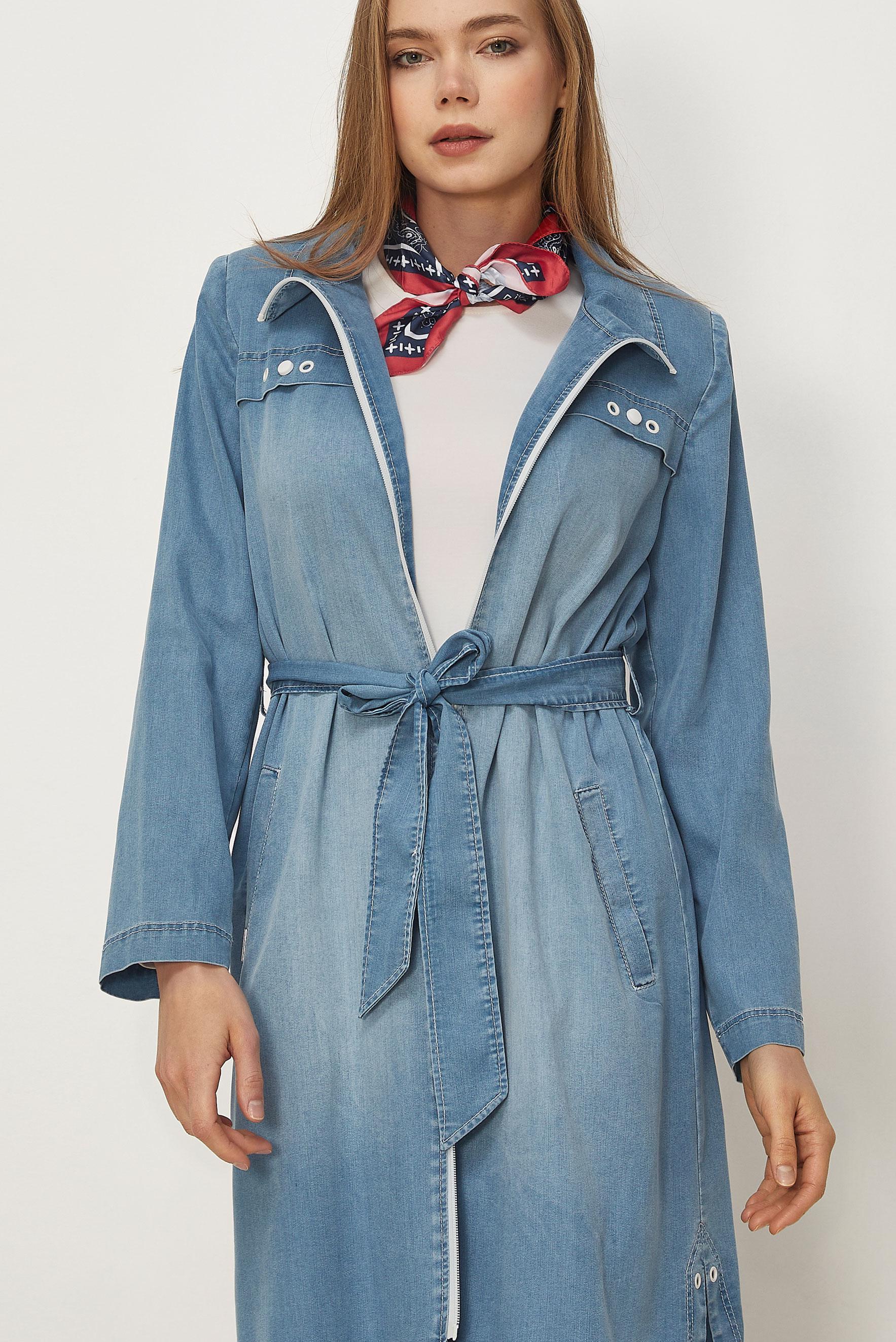 Hijab clothing BLUE BELTED DENIM JACKET 45545