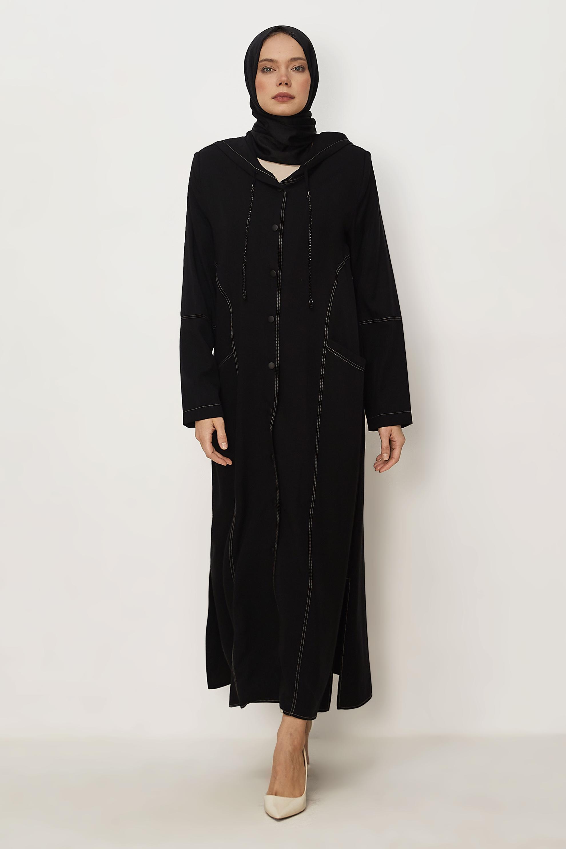Hijab clothing BLACK HOODED JACKET 45702