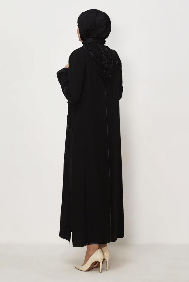 Hijab clothing BLACK HOODED JACKET 45702 - ALVİNA