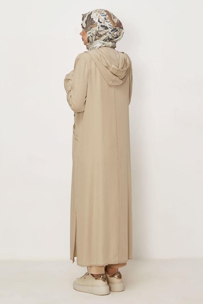 Hijab clothing BEIGE HOODED JACKET 45702 - ALVİNA