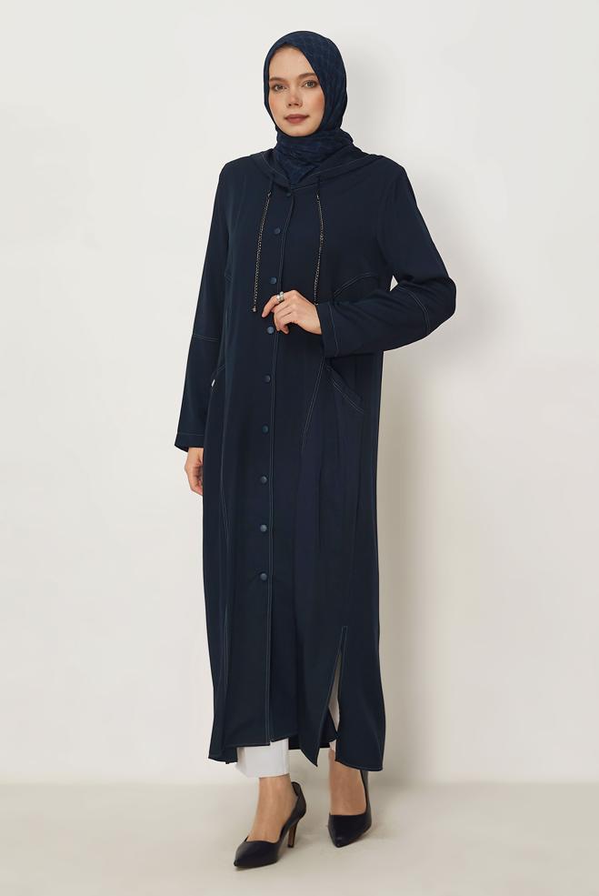 Hijab clothing NAVY BLUE HOODED JACKET 45702 - ALVİNA