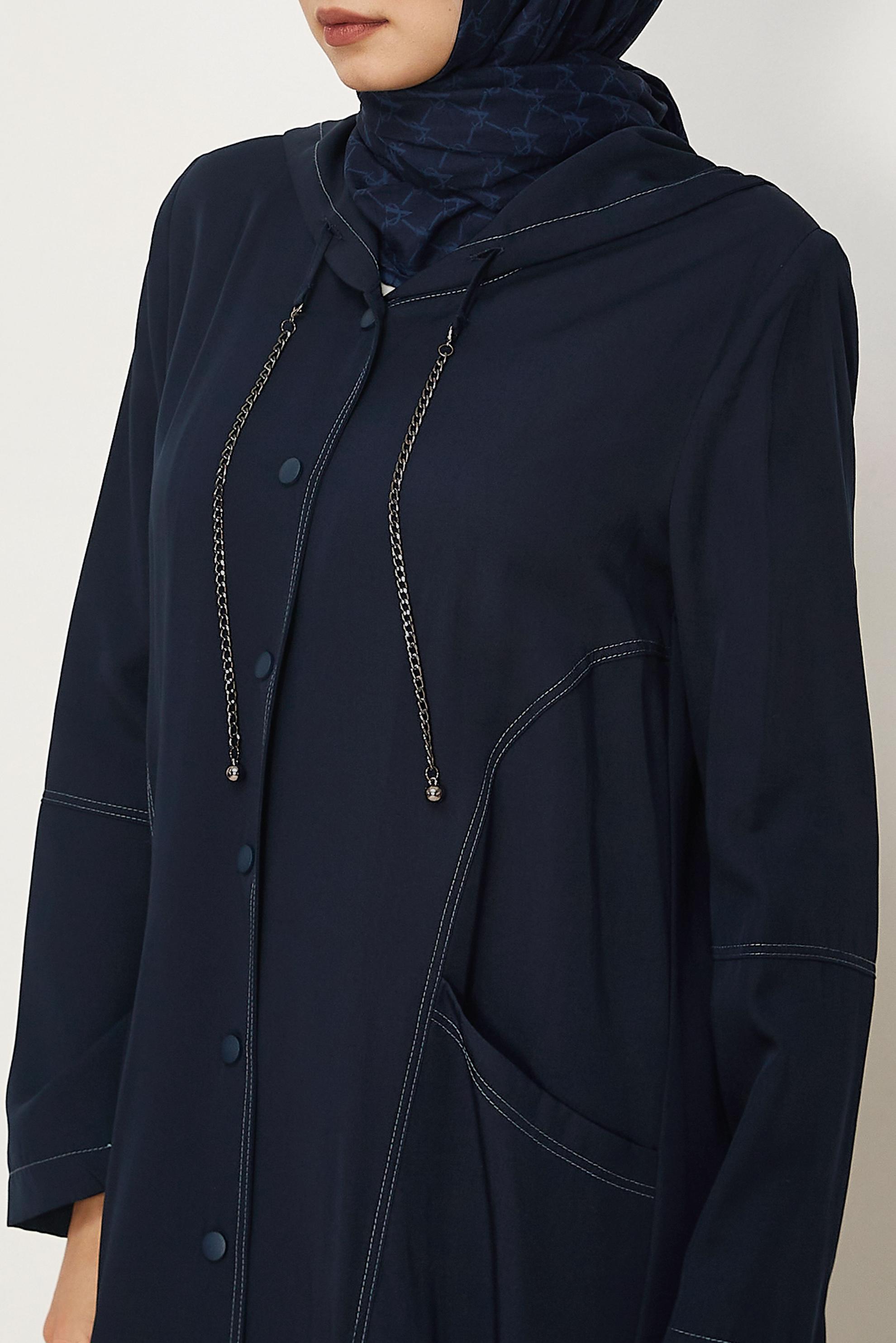 Hijab clothing NAVY BLUE HOODED JACKET 45702