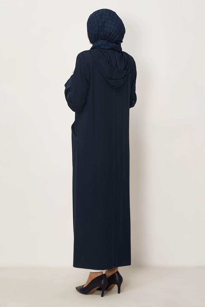 Hijab clothing NAVY BLUE HOODED JACKET 45702 - ALVİNA