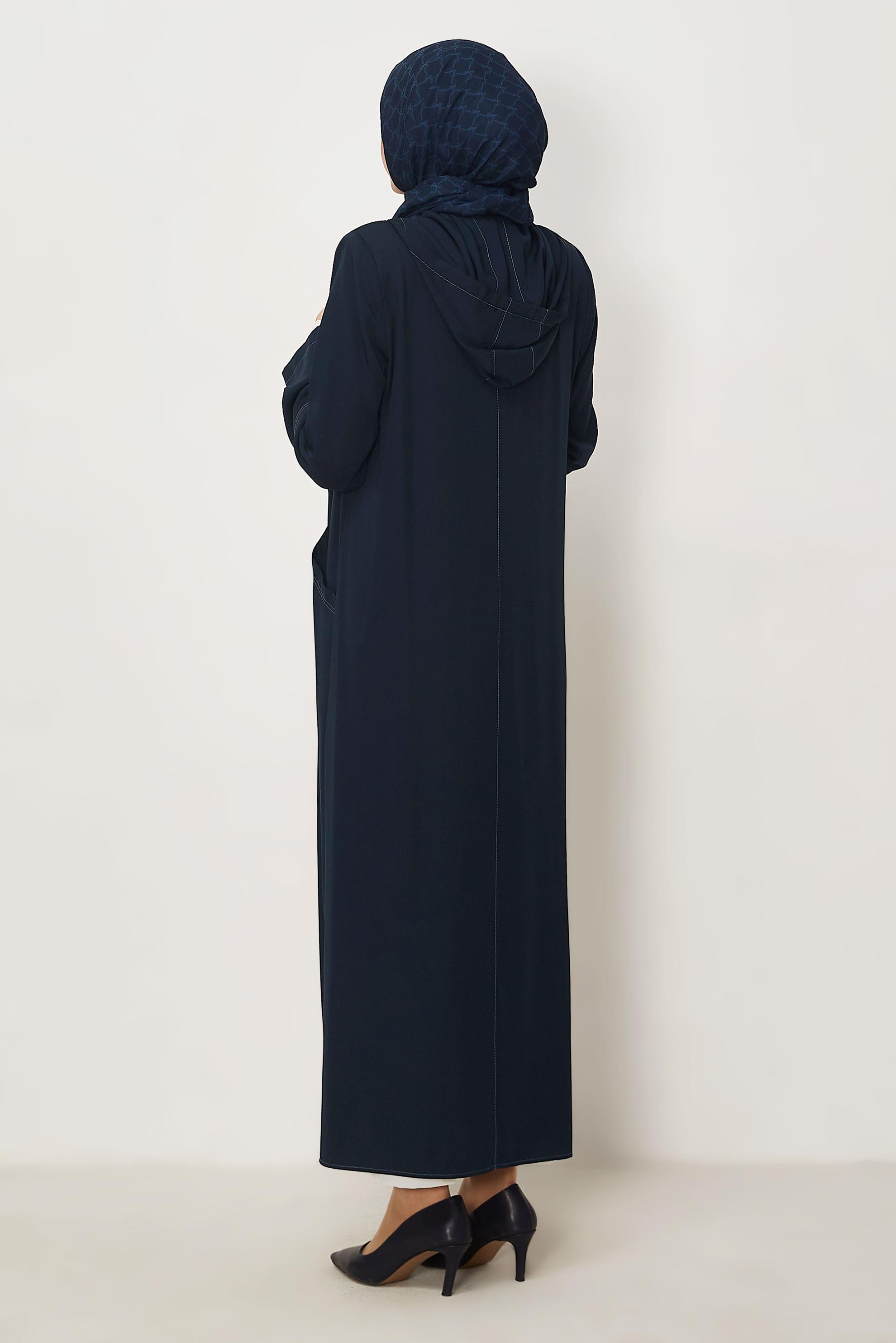 Hijab clothing NAVY BLUE HOODED JACKET 45702