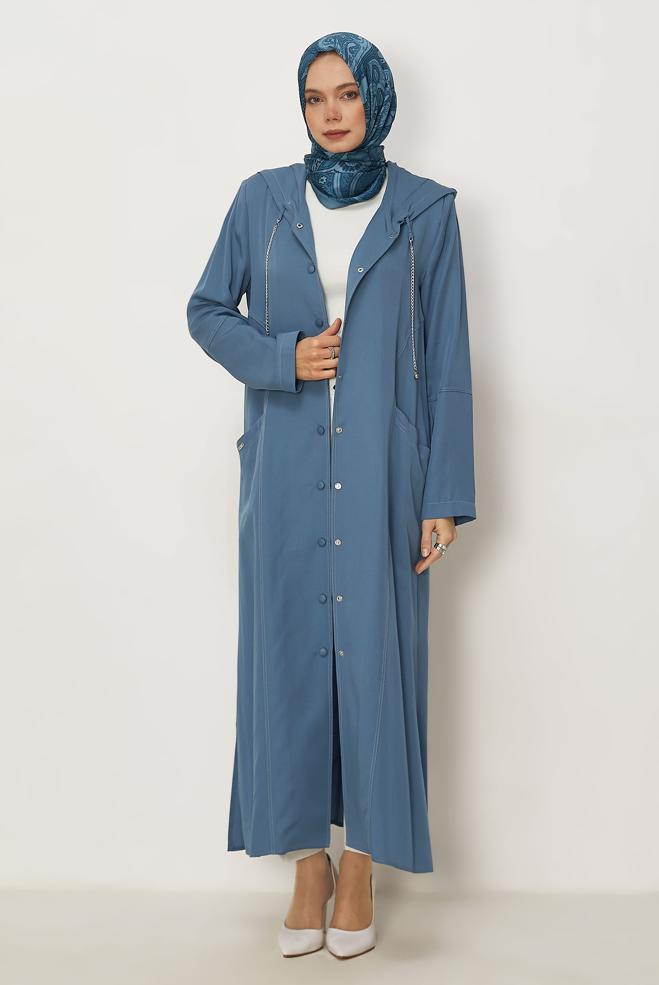 Hijab clothing NAVY BLUE HOODED JACKET 45702 - ALVİNA