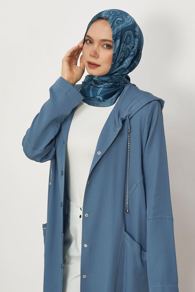 Hijab clothing NAVY BLUE HOODED JACKET 45702 - ALVİNA