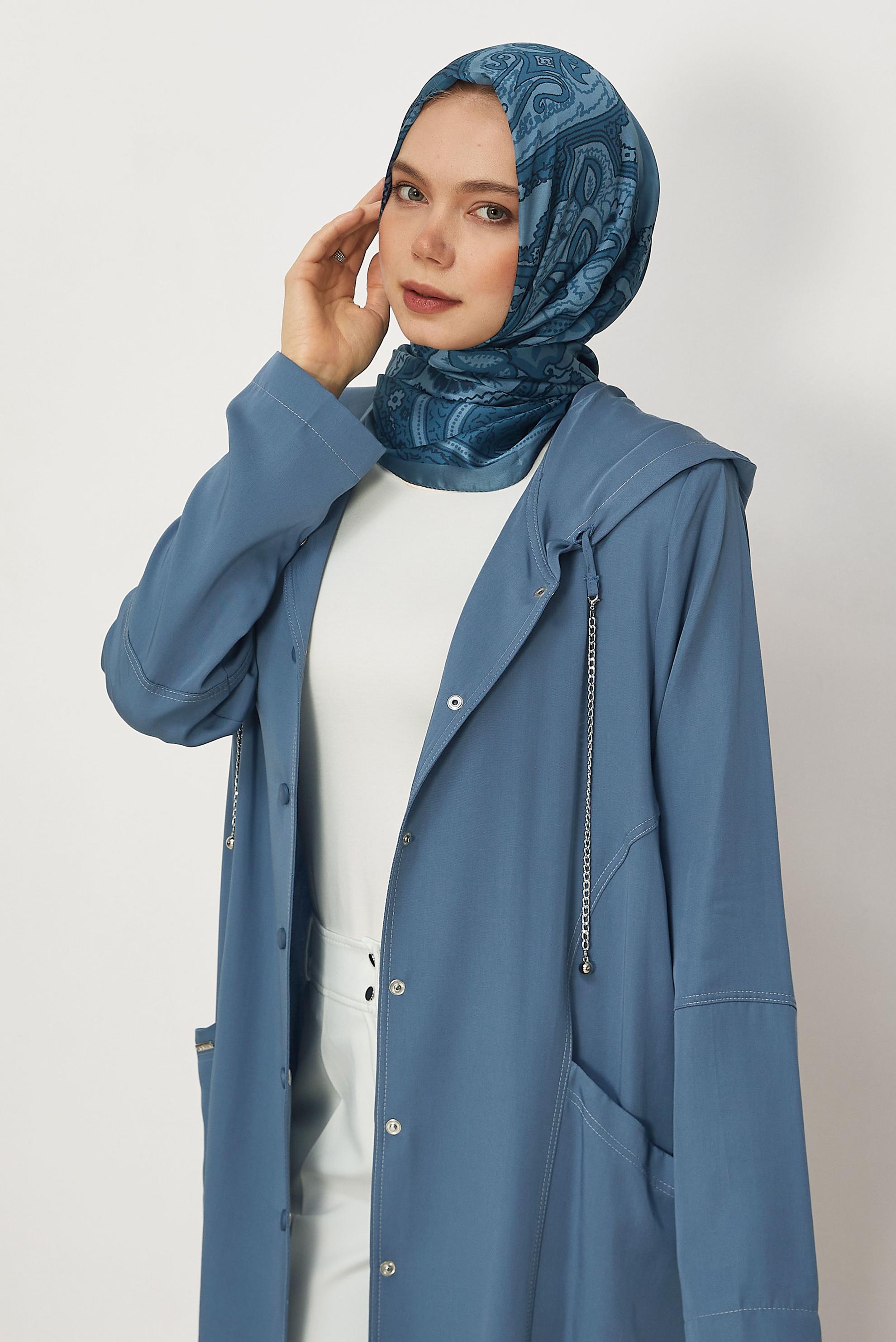 Hijab clothing NAVY BLUE HOODED JACKET 45702