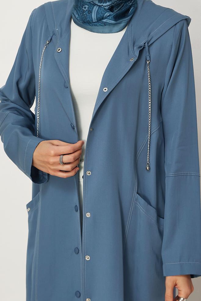 Hijab clothing NAVY BLUE HOODED JACKET 45702 - ALVİNA