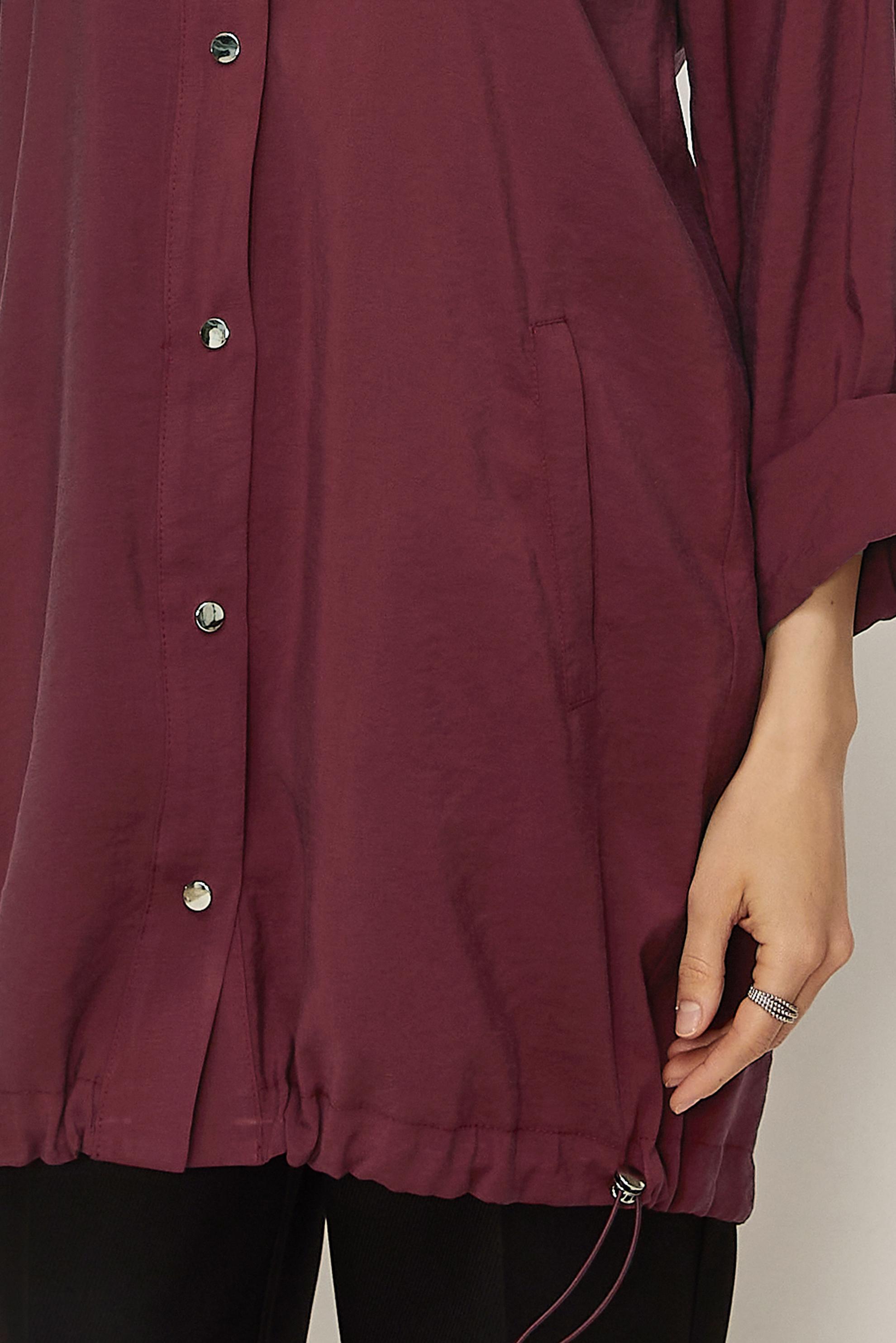 Hijab clothing CLARET RED SHIRT COLLAR MODAL JACKET 46345