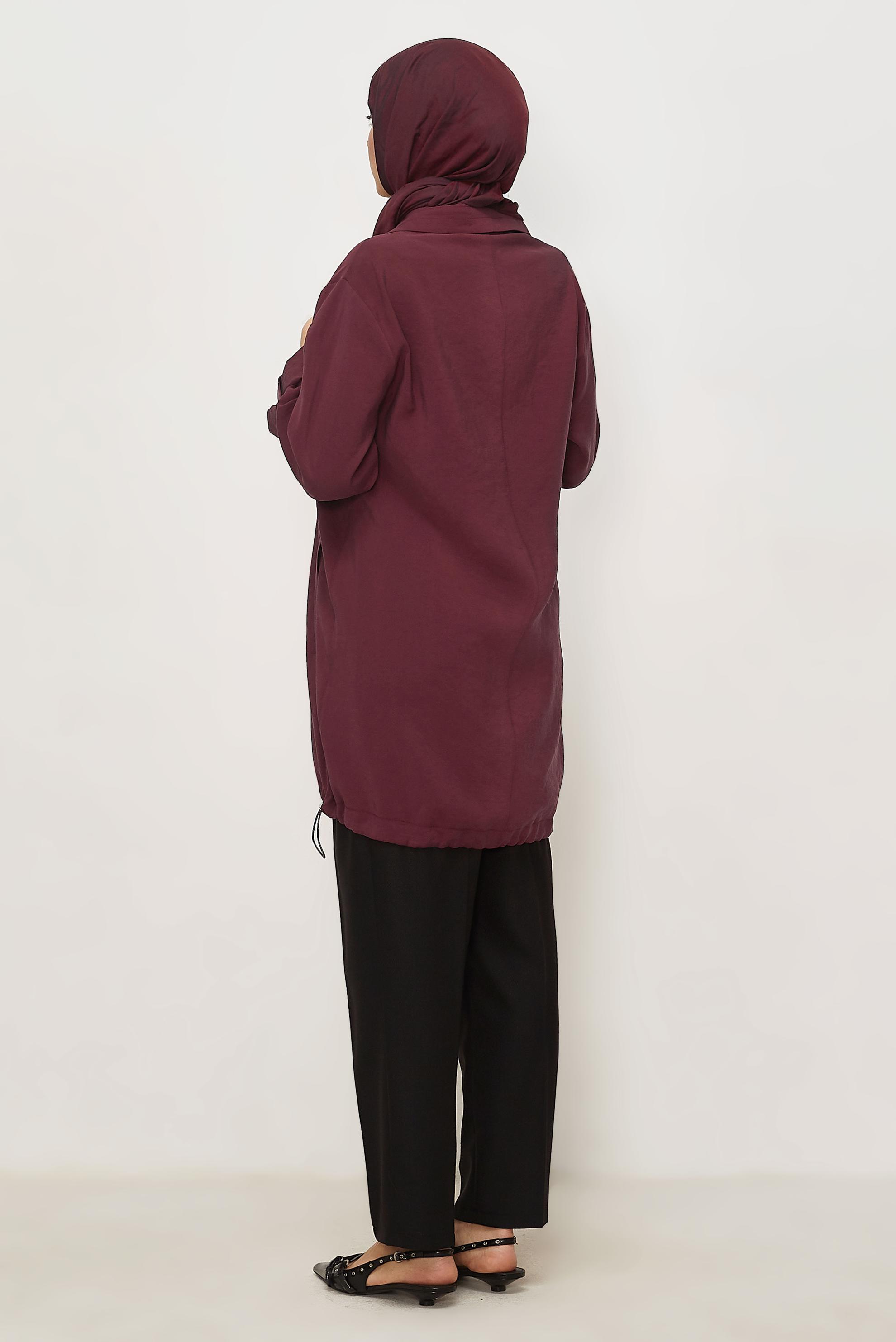 Hijab clothing CLARET RED SHIRT COLLAR MODAL JACKET 46345