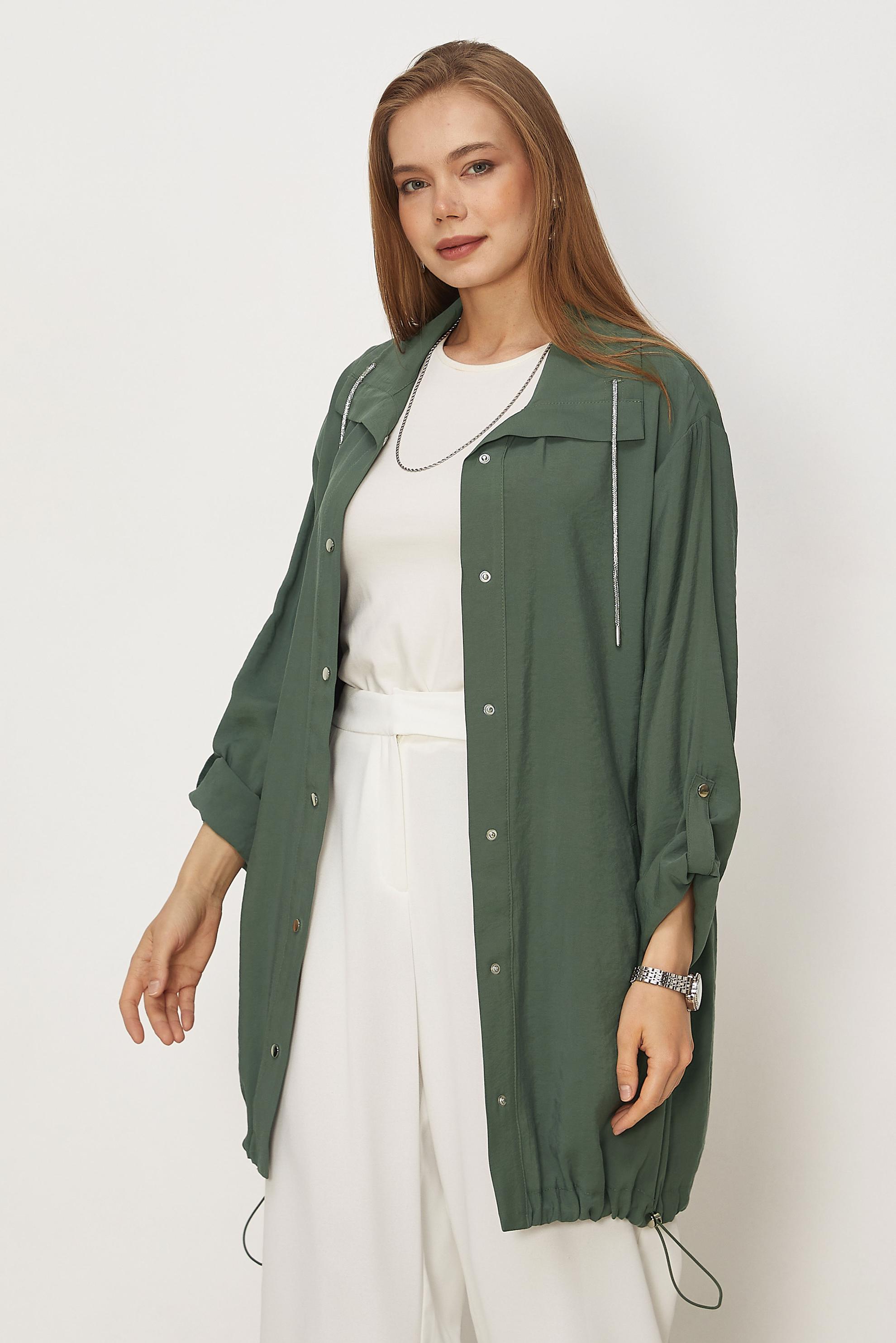 Hijab-Kleidung KHAKI MODALJACKE MIT HEMDKRAGEN 46345