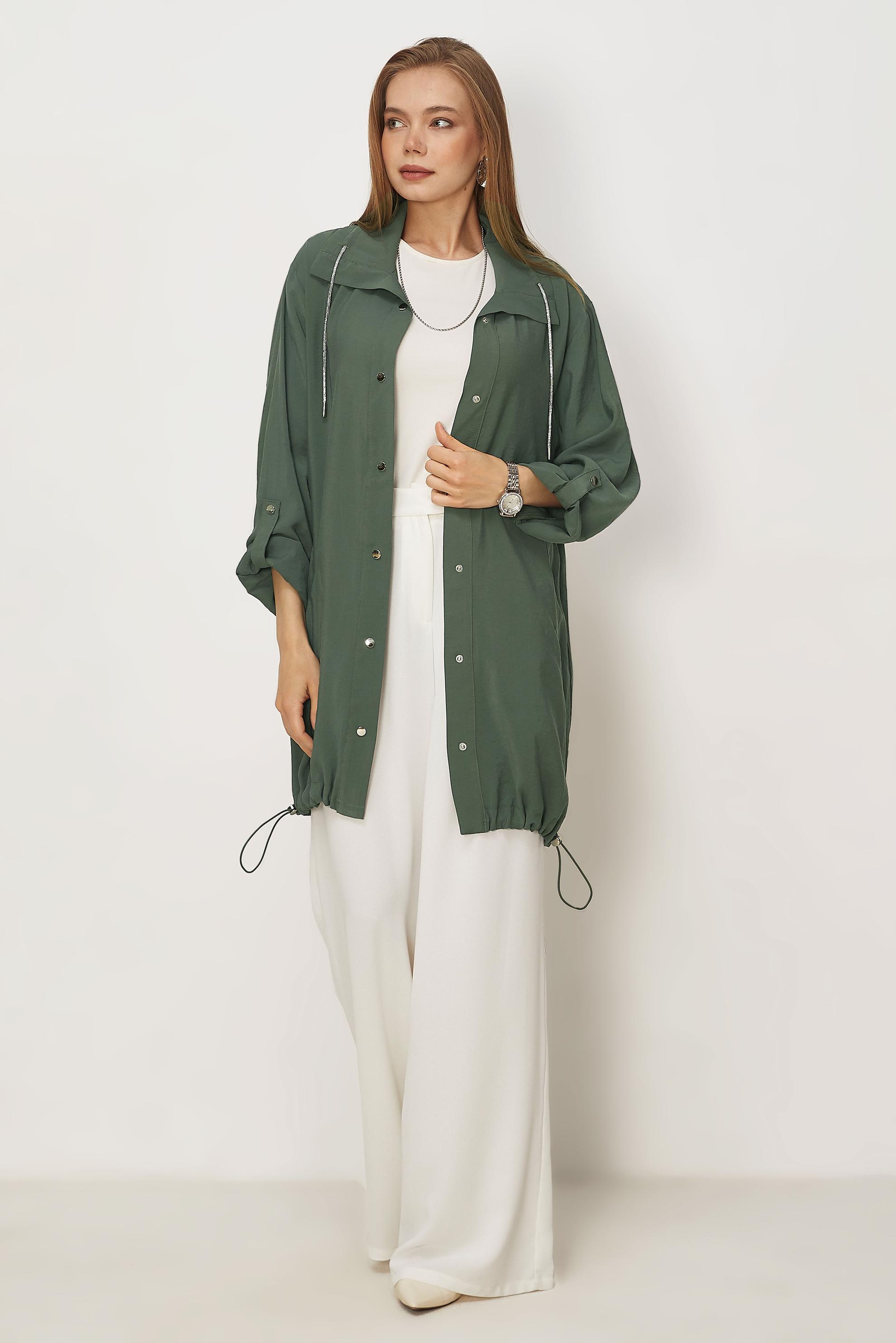 Hijab-Kleidung KHAKI MODALJACKE MIT HEMDKRAGEN 46345