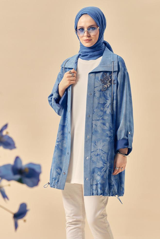 Hijab clothing BLUE DENIM-LOOK JACKET 46347 - ALVİNA