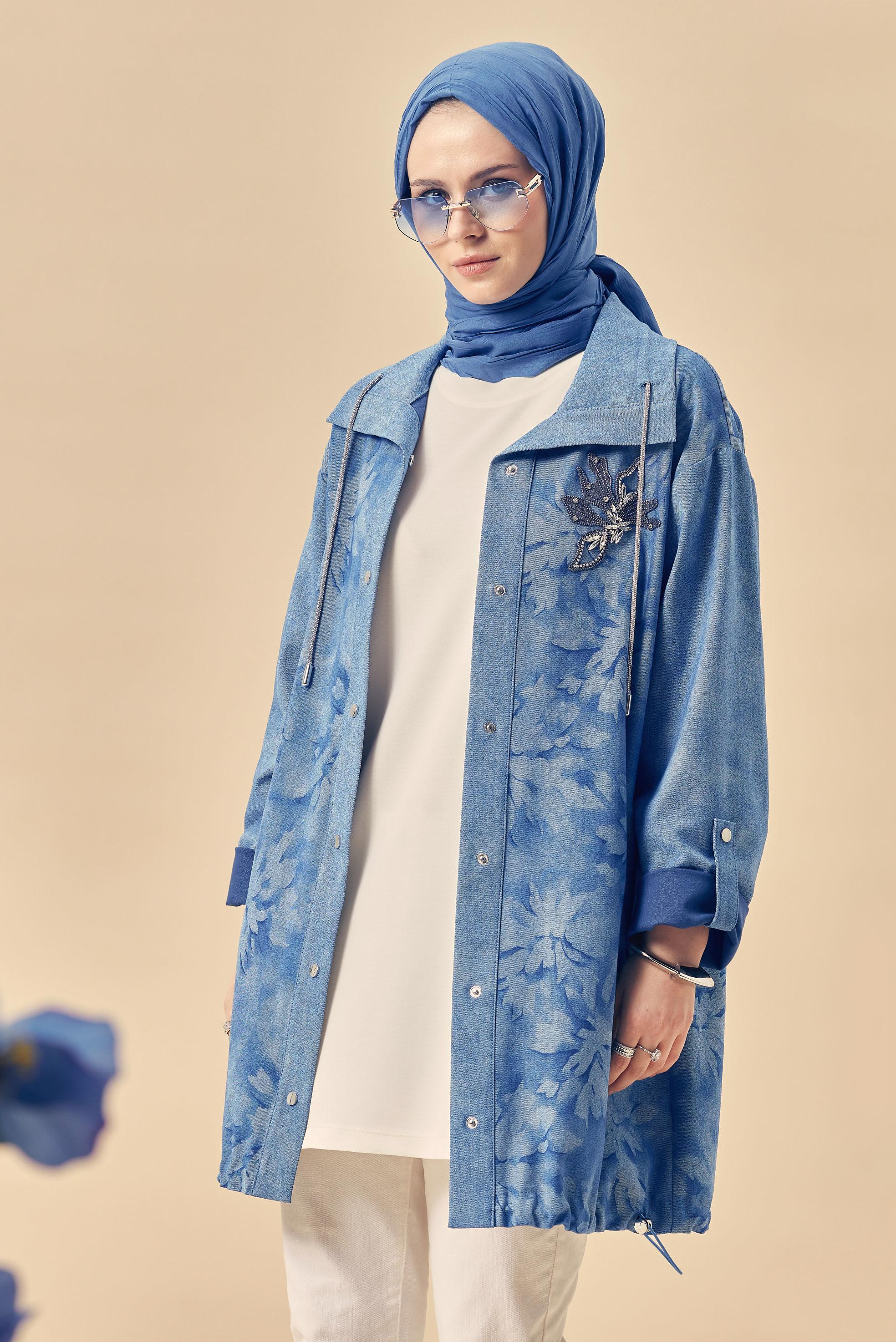Hijab clothing BLUE DENIM-LOOK JACKET 46347