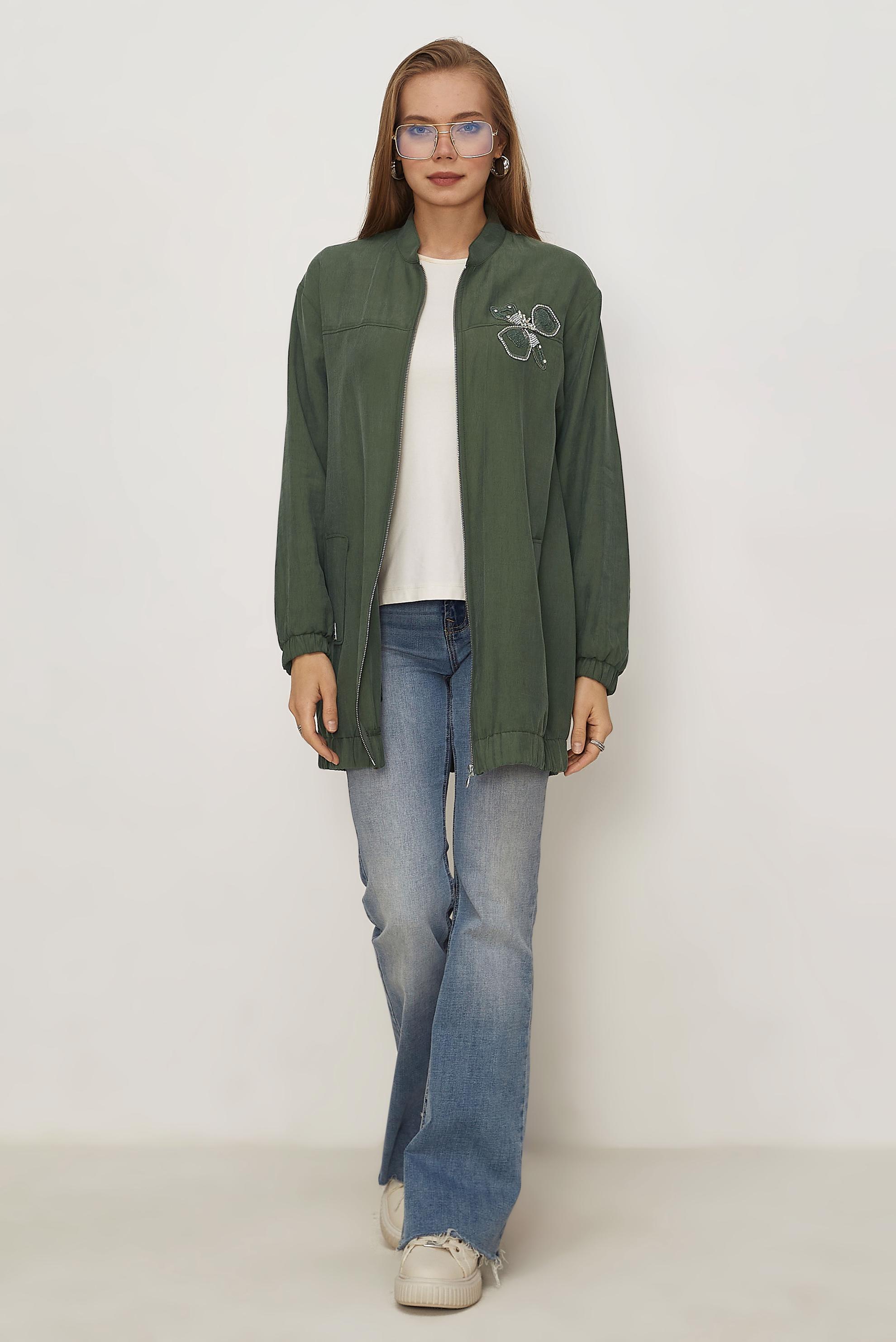 Hijab clothing KHAKI ZIPPERED JACKET 46349