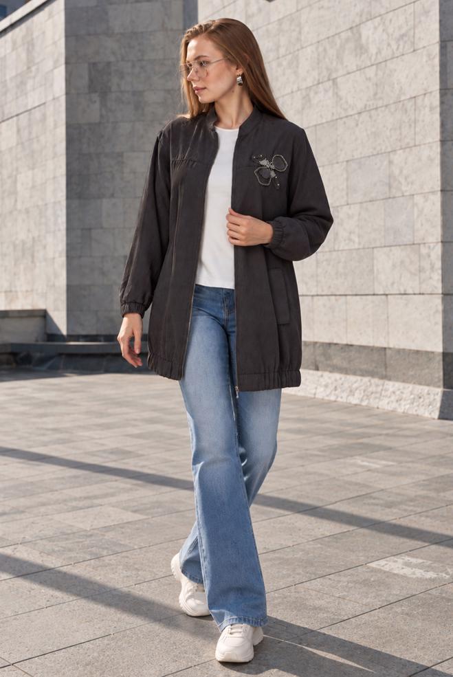 Tesettür giyim KAHVE FERMUARLI GİY ÇIK 46349 - ALVİNA