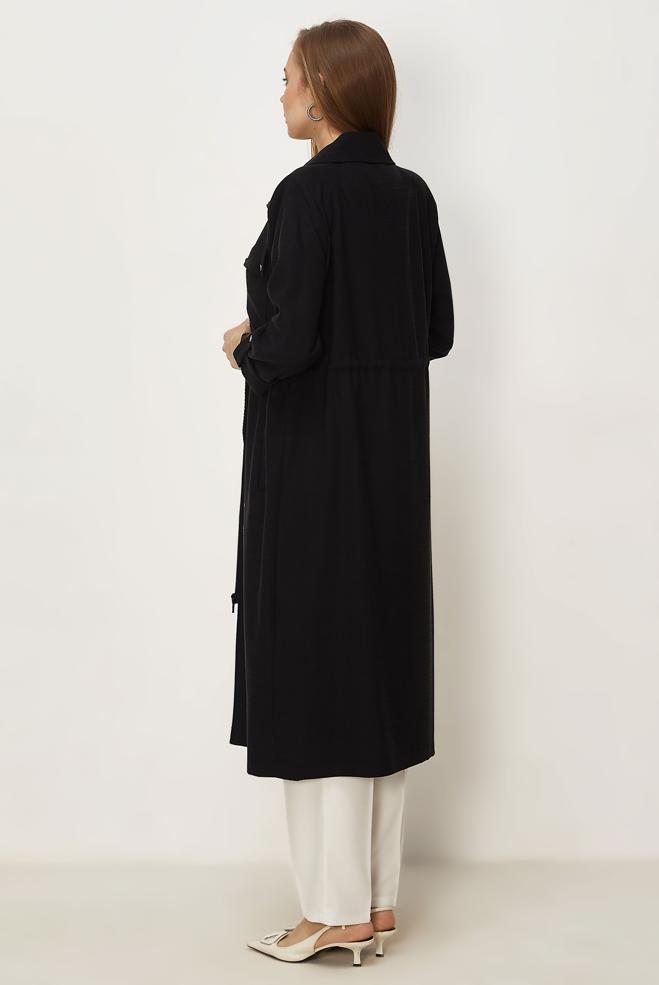 Hijab clothing BLACK SMOCKED WAIST JACKET 46350 - ALVİNA