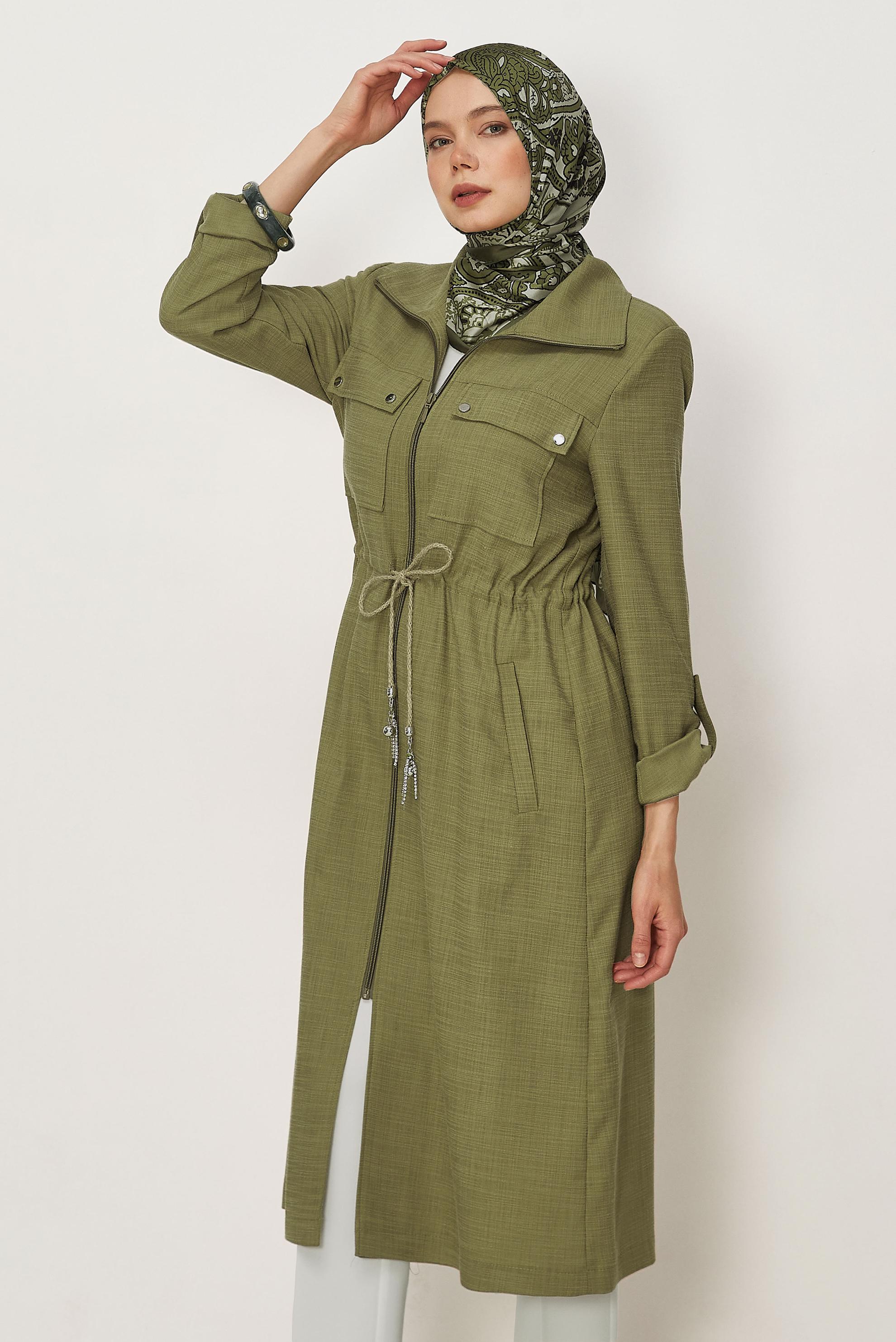 Hijab clothing GREEN SMOCKED WAIST JACKET 46350