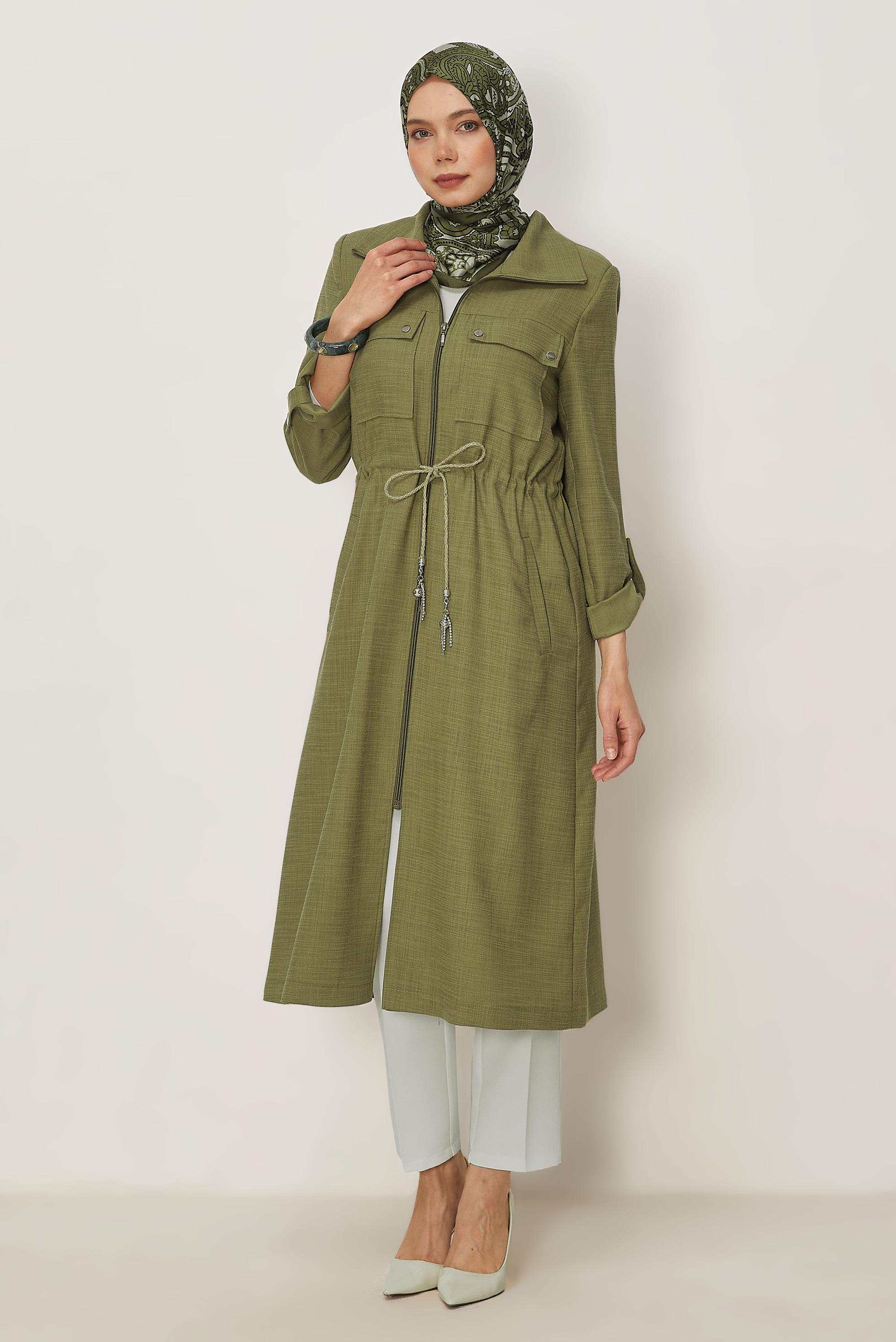 Hijab clothing GREEN SMOCKED WAIST JACKET 46350