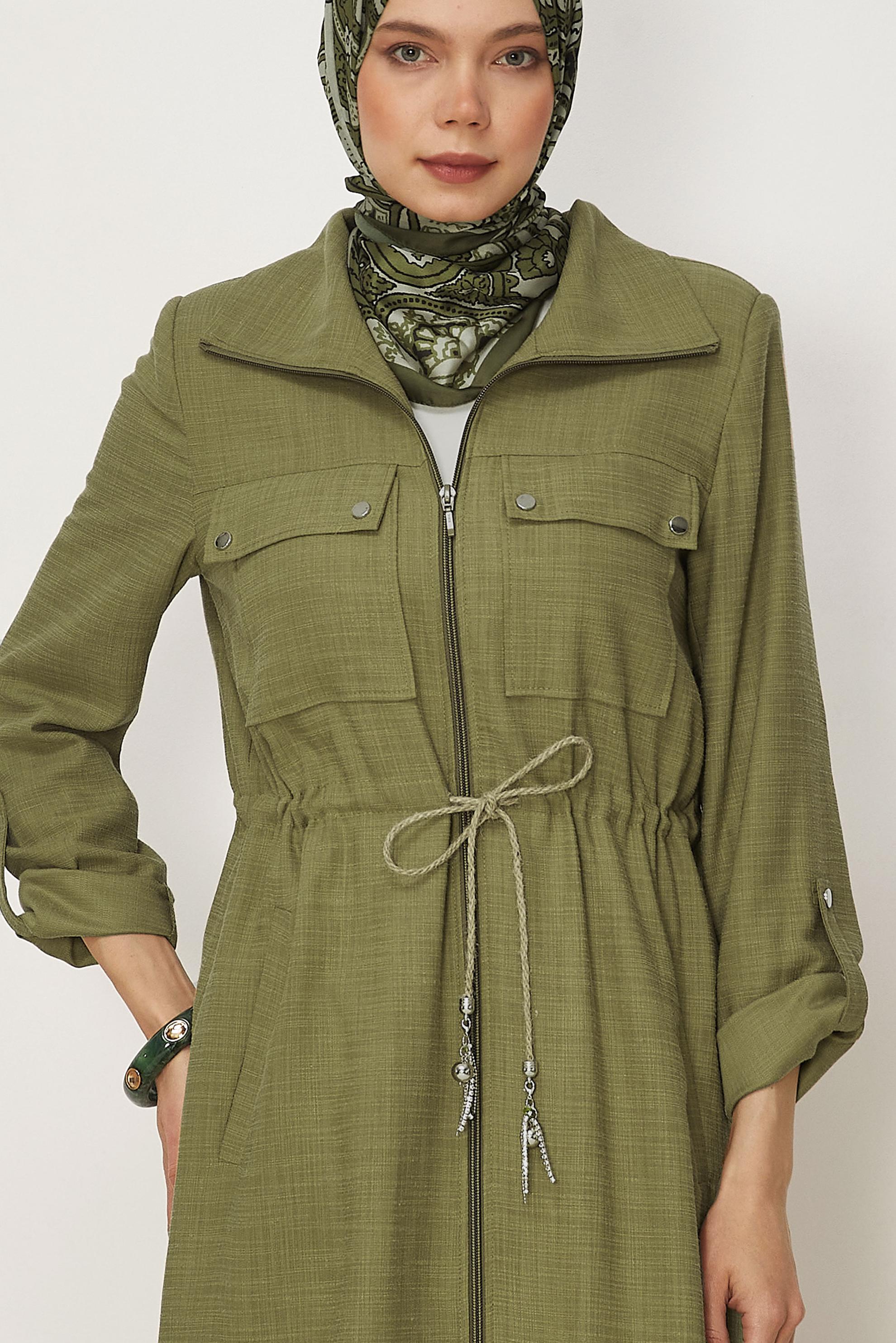 Hijab clothing GREEN SMOCKED WAIST JACKET 46350