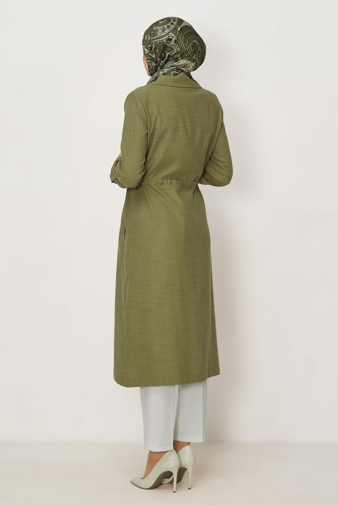Hijab clothing GREEN SMOCKED WAIST JACKET 46350 - ALVİNA