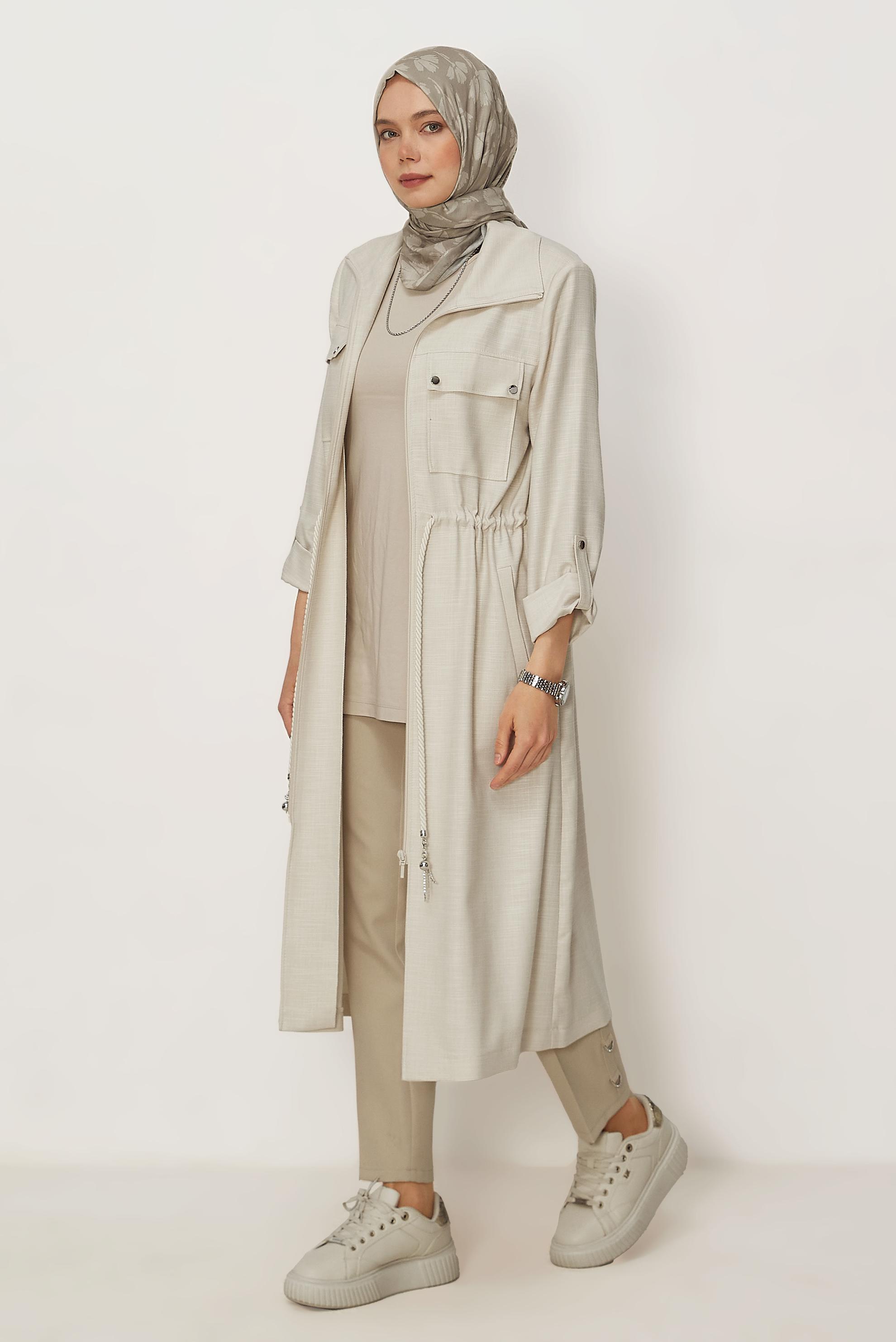 Hijab clothing BEIGE SMOCKED WAIST JACKET 46350