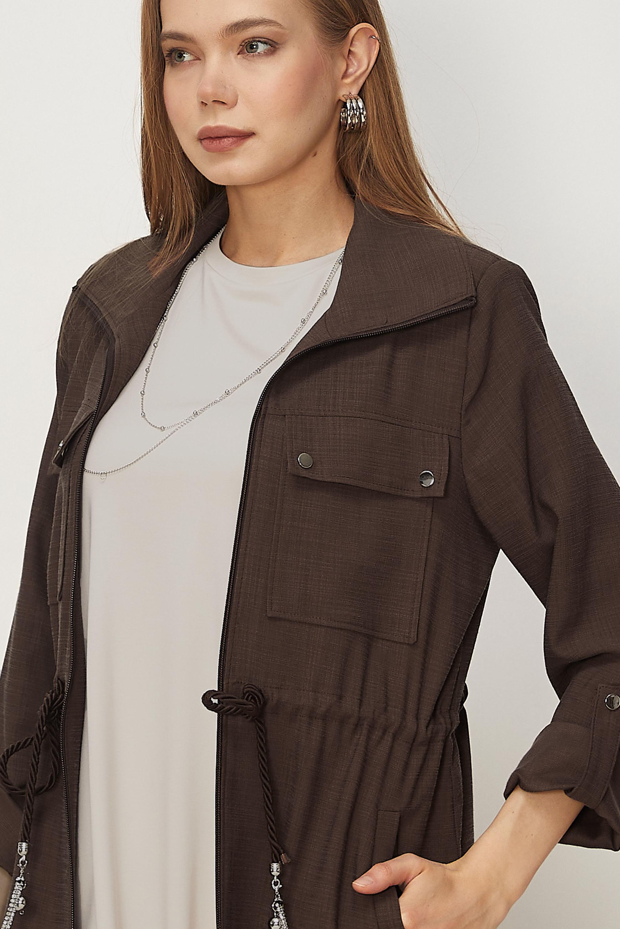 Hijab clothing BROWN SMOCKED WAIST JACKET 46350