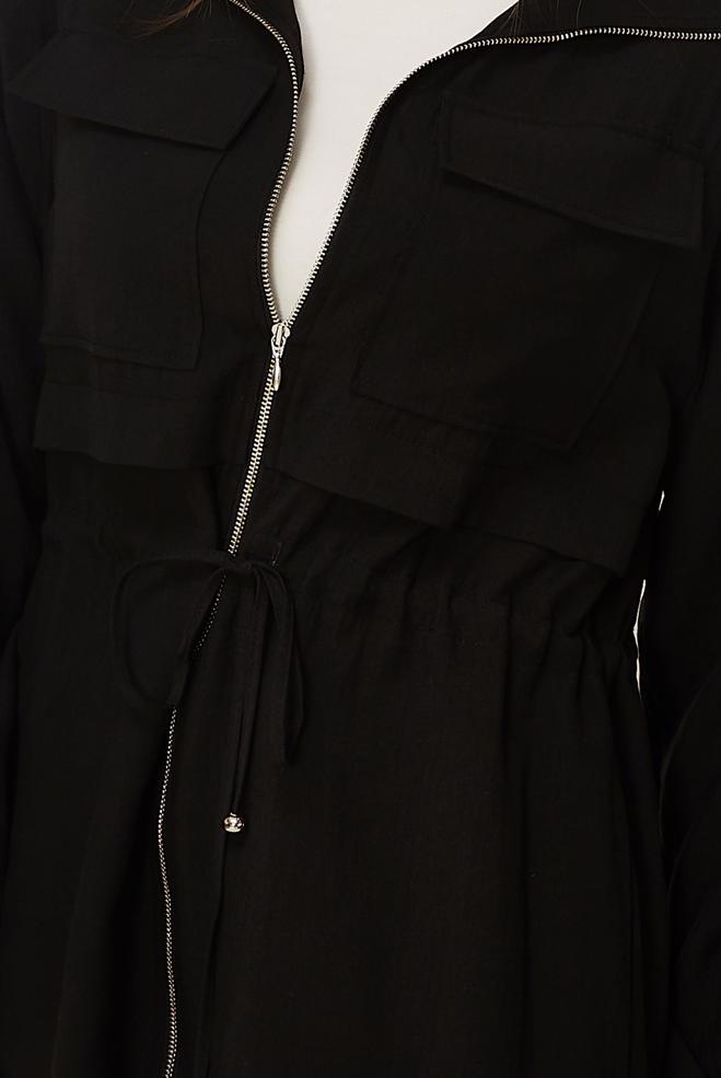 Hijab clothing BLACK SMOCKED WAIST JACKET 46354 - ALVİNA