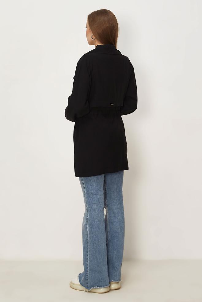 Hijab clothing BLACK SMOCKED WAIST JACKET 46354 - ALVİNA