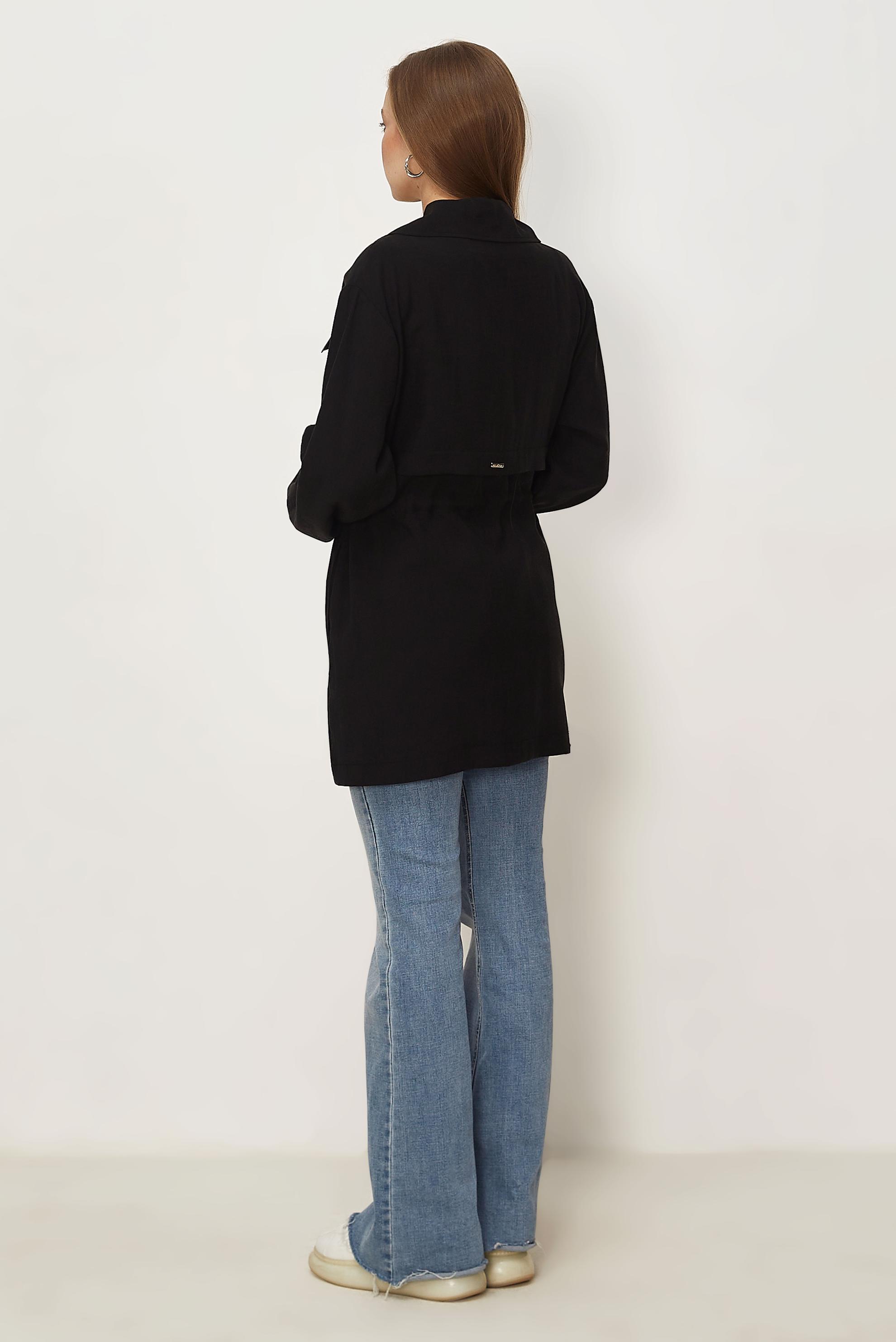 Hijab clothing BLACK SMOCKED WAIST JACKET 46354