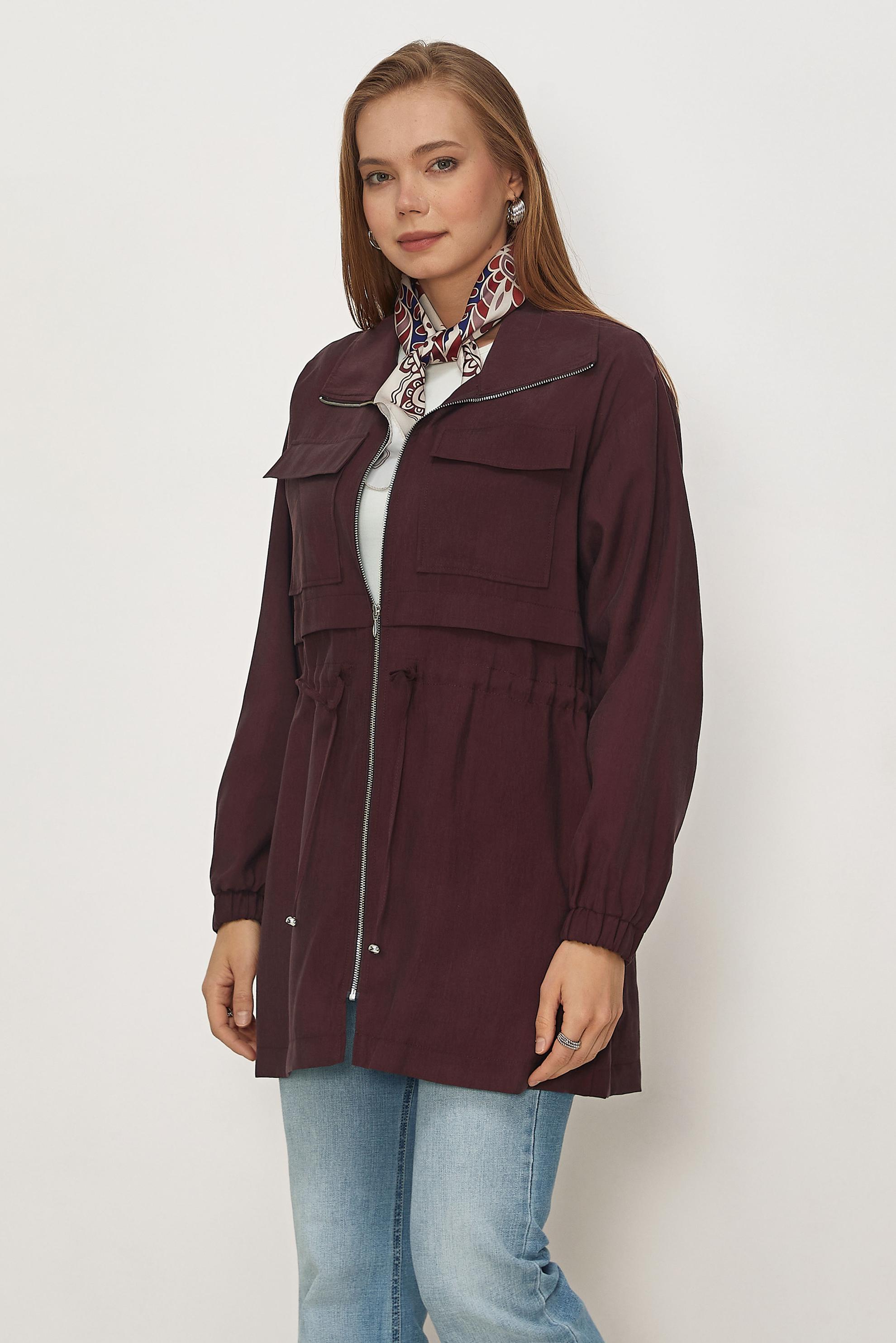 Hijab clothing CLARET RED SMOCKED WAIST JACKET 46354