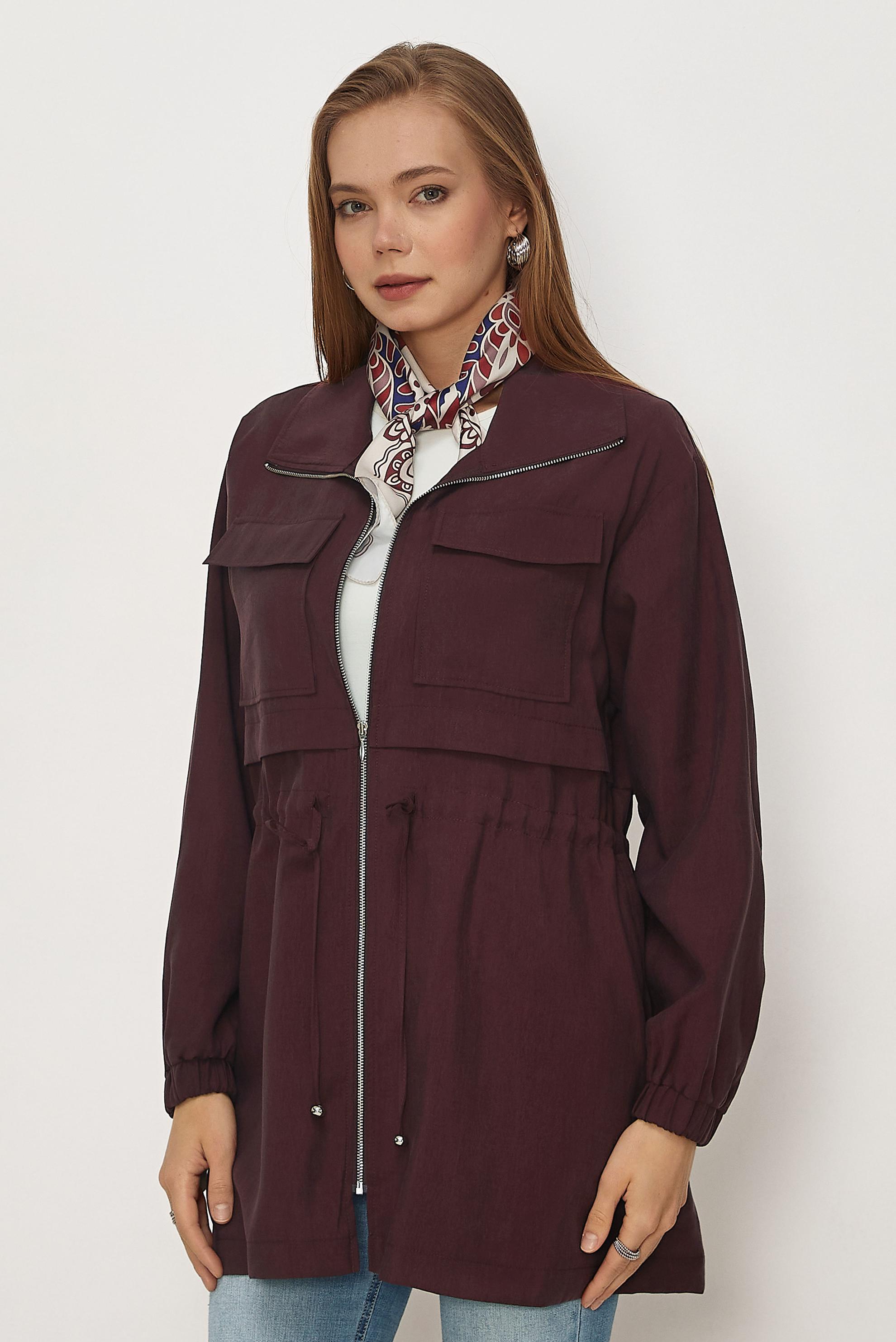 Hijab clothing CLARET RED SMOCKED WAIST JACKET 46354