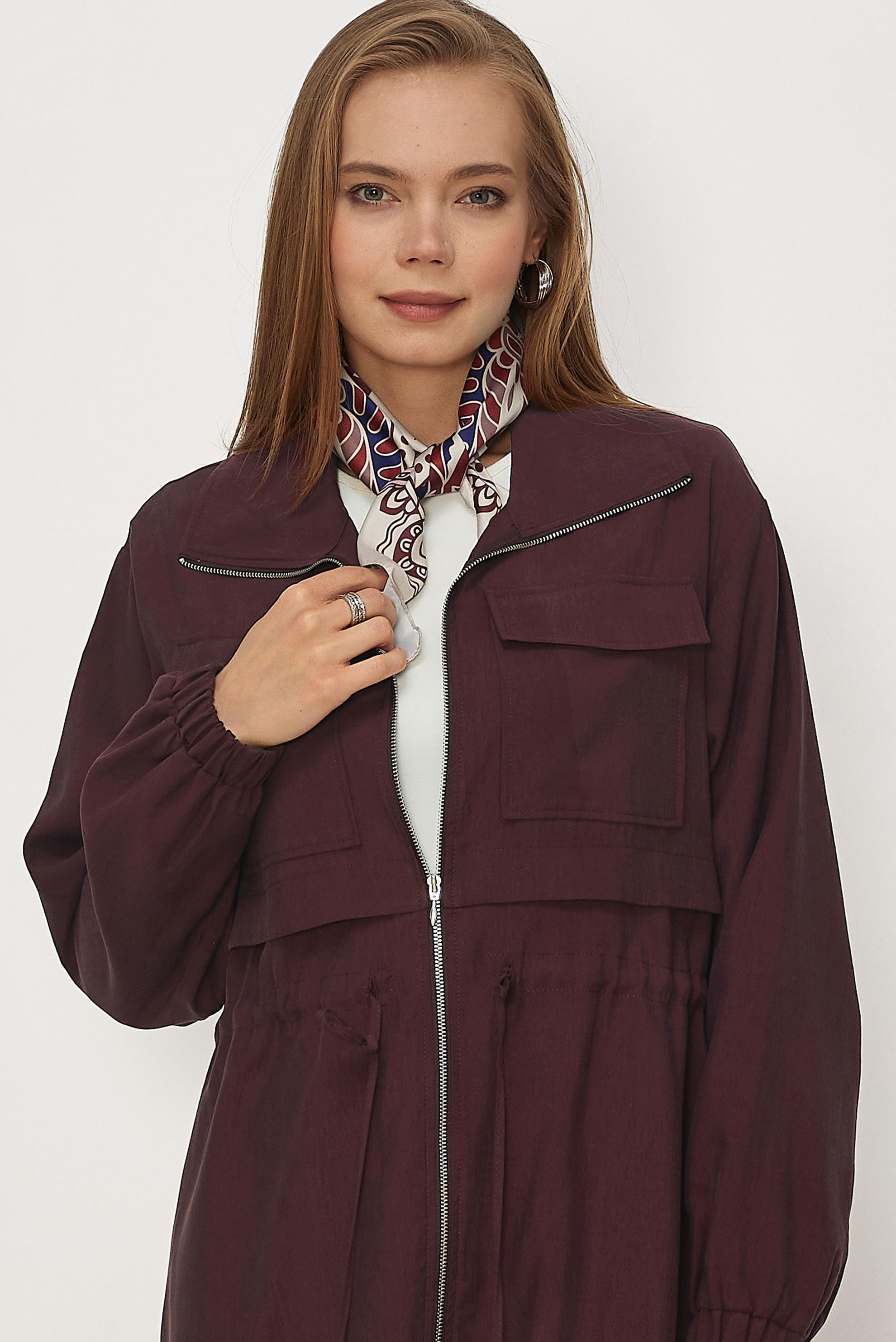 Hijab clothing CLARET RED SMOCKED WAIST JACKET 46354