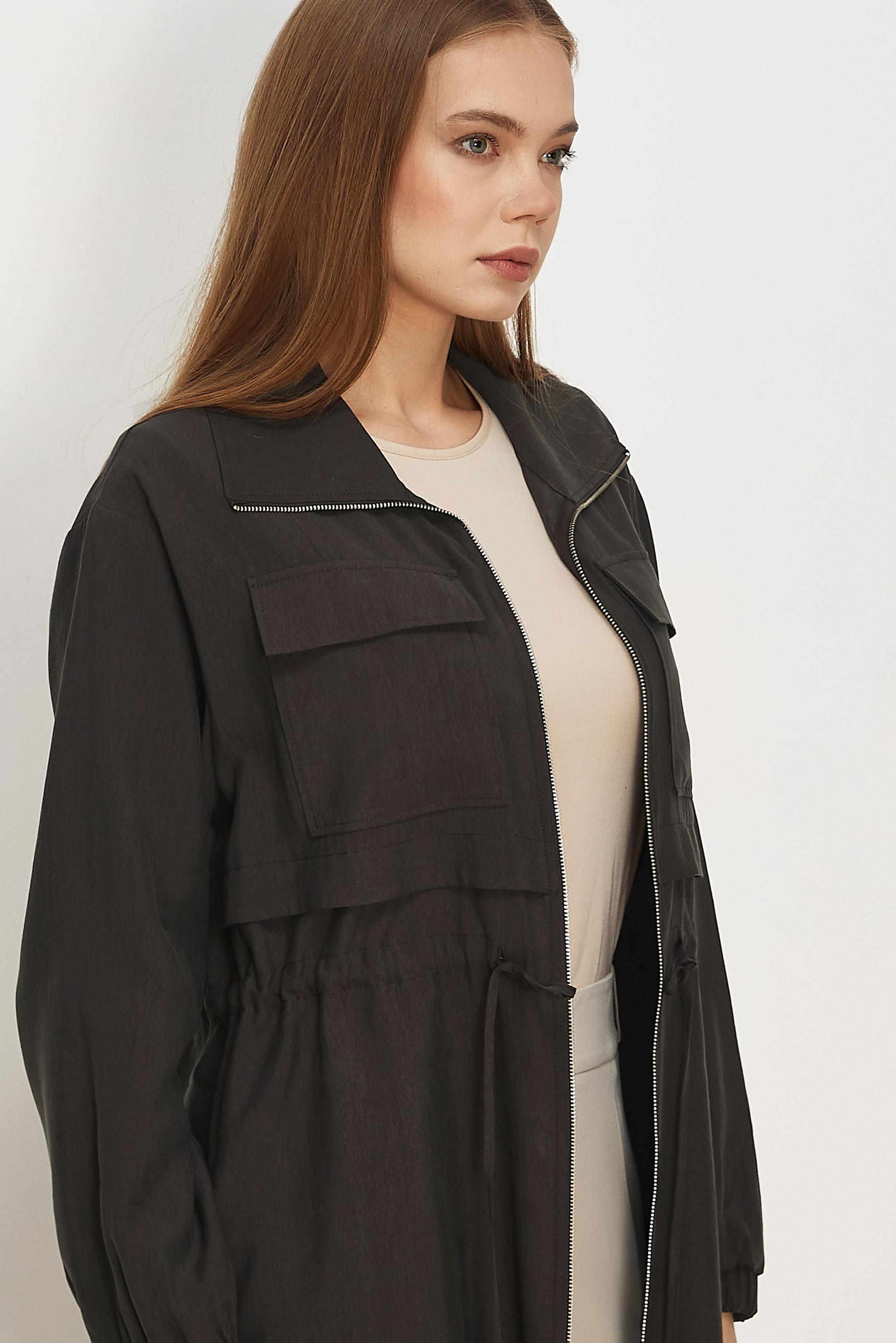 Hijab-Kleidung BRAUN JACKE MIT GESMOKTEM BUND 46354