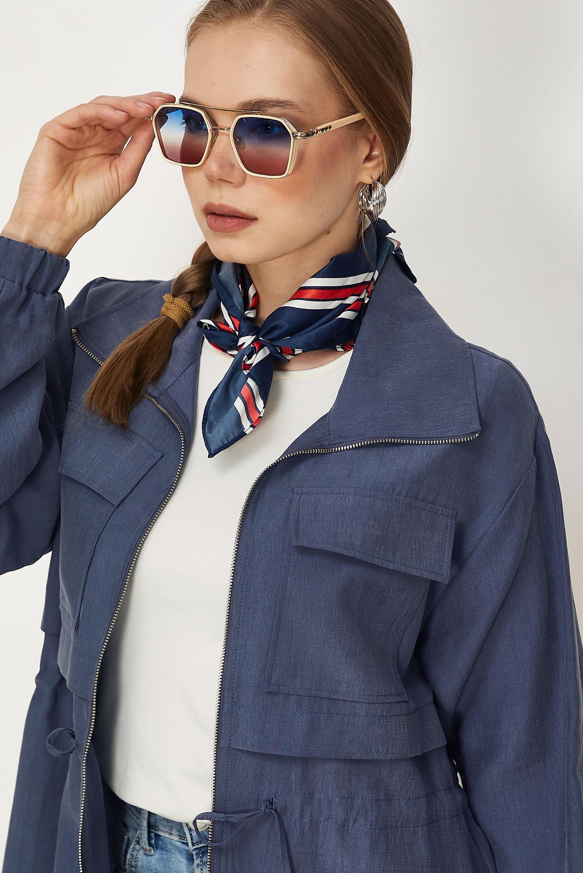 Hijab clothing NAVY BLUE SMOCKED WAIST JACKET 46354