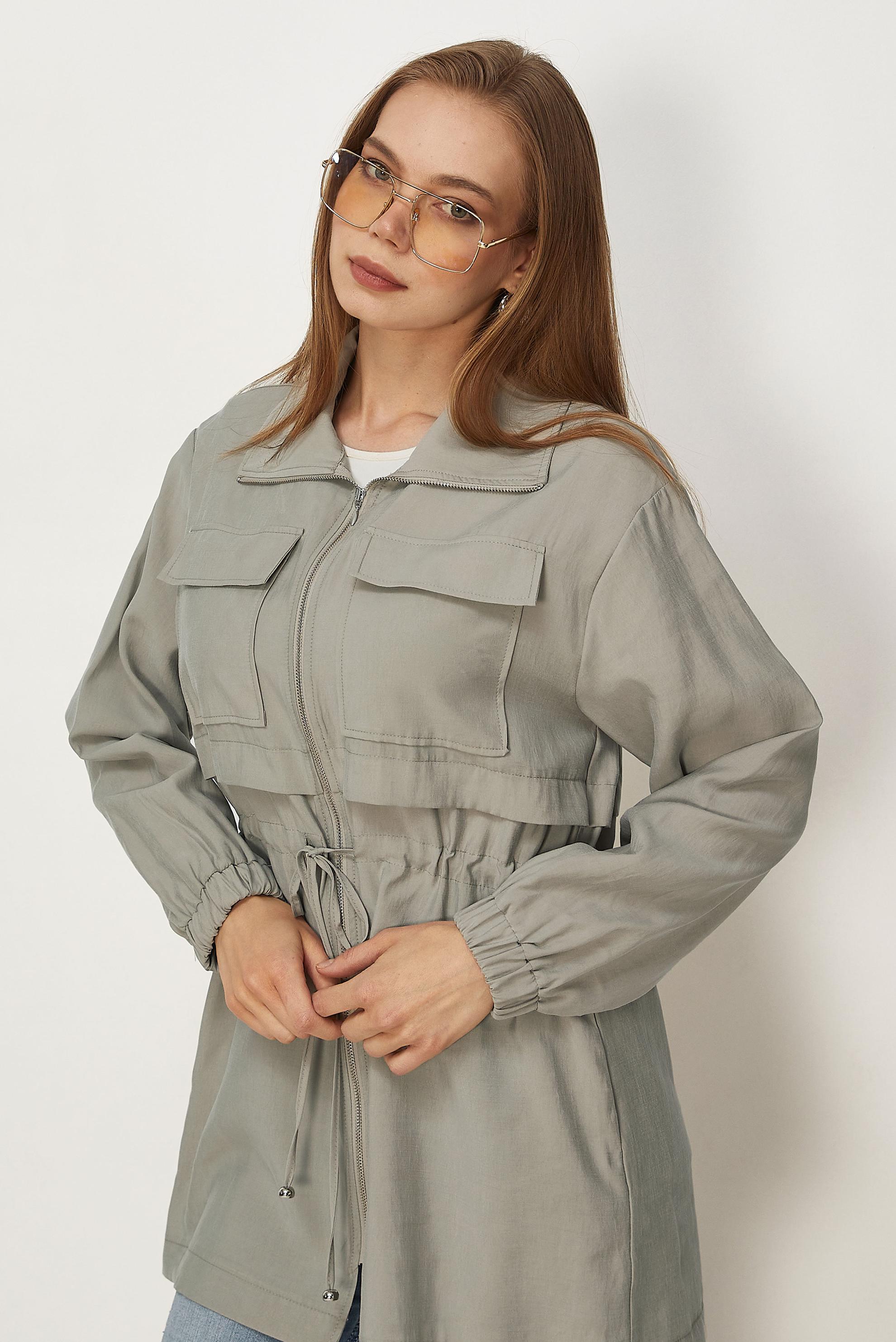 Hijab clothing BEIGE SMOCKED WAIST JACKET 46354