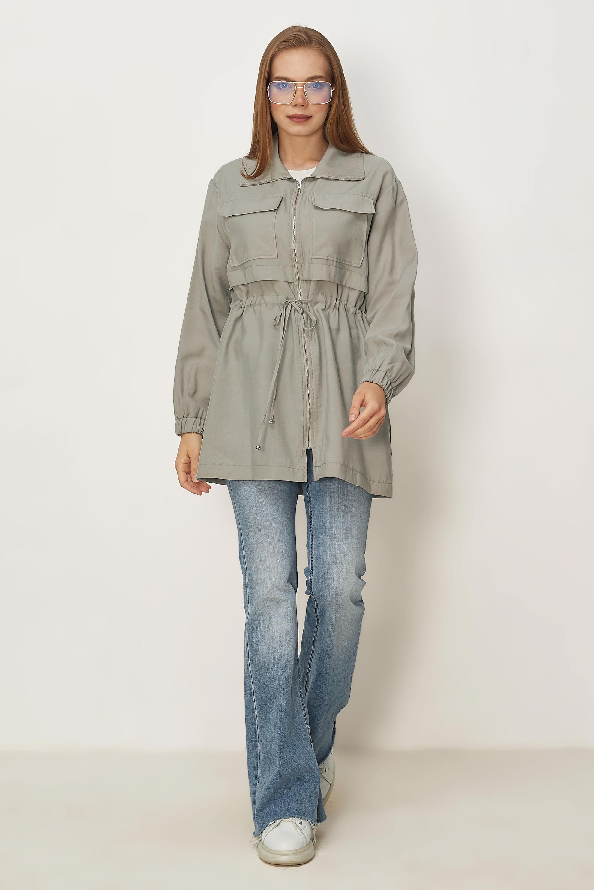 Hijab clothing BEIGE SMOCKED WAIST JACKET 46354