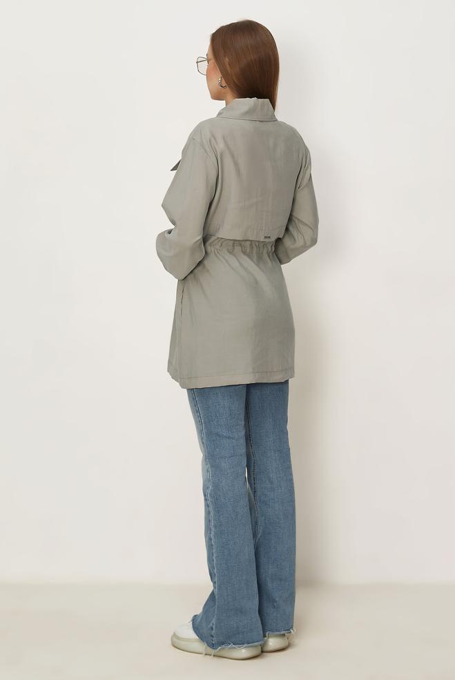 Hijab clothing BEIGE SMOCKED WAIST JACKET 46354 - ALVİNA