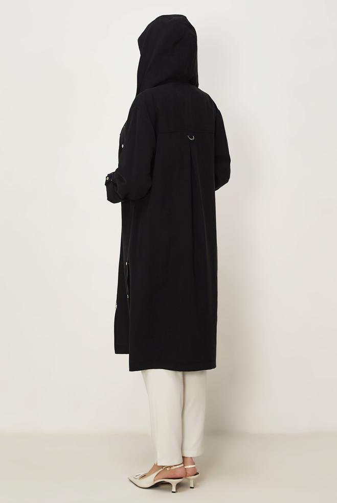 Hijab-Kleidung SCHWARZ KAPUZENJACKE 46386 - ALVİNA